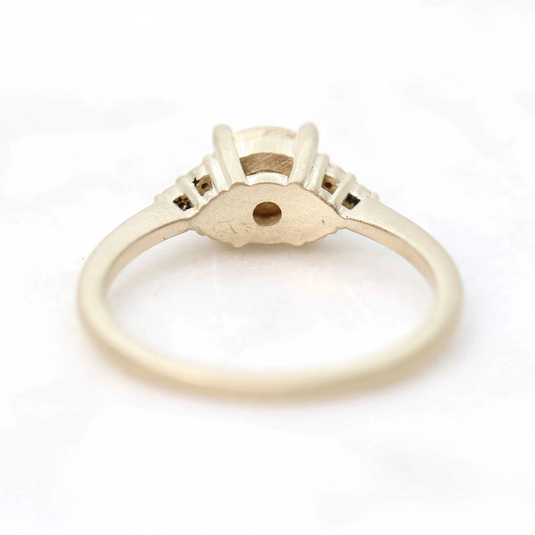 Solid Metal Imogene Ring with 1 Carat Round Metal Stone - Made to Order - Image 15