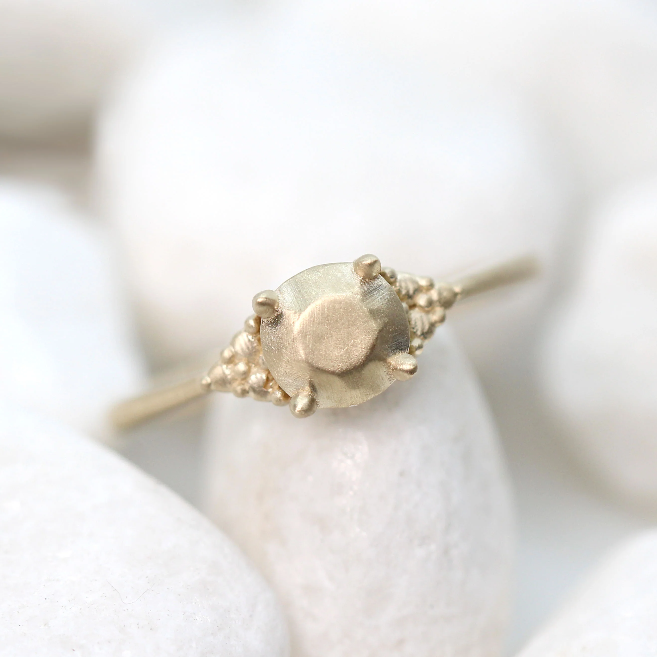 Solid Metal Imogene Ring with 1 Carat Round Metal Stone - Made to Order - Image 16