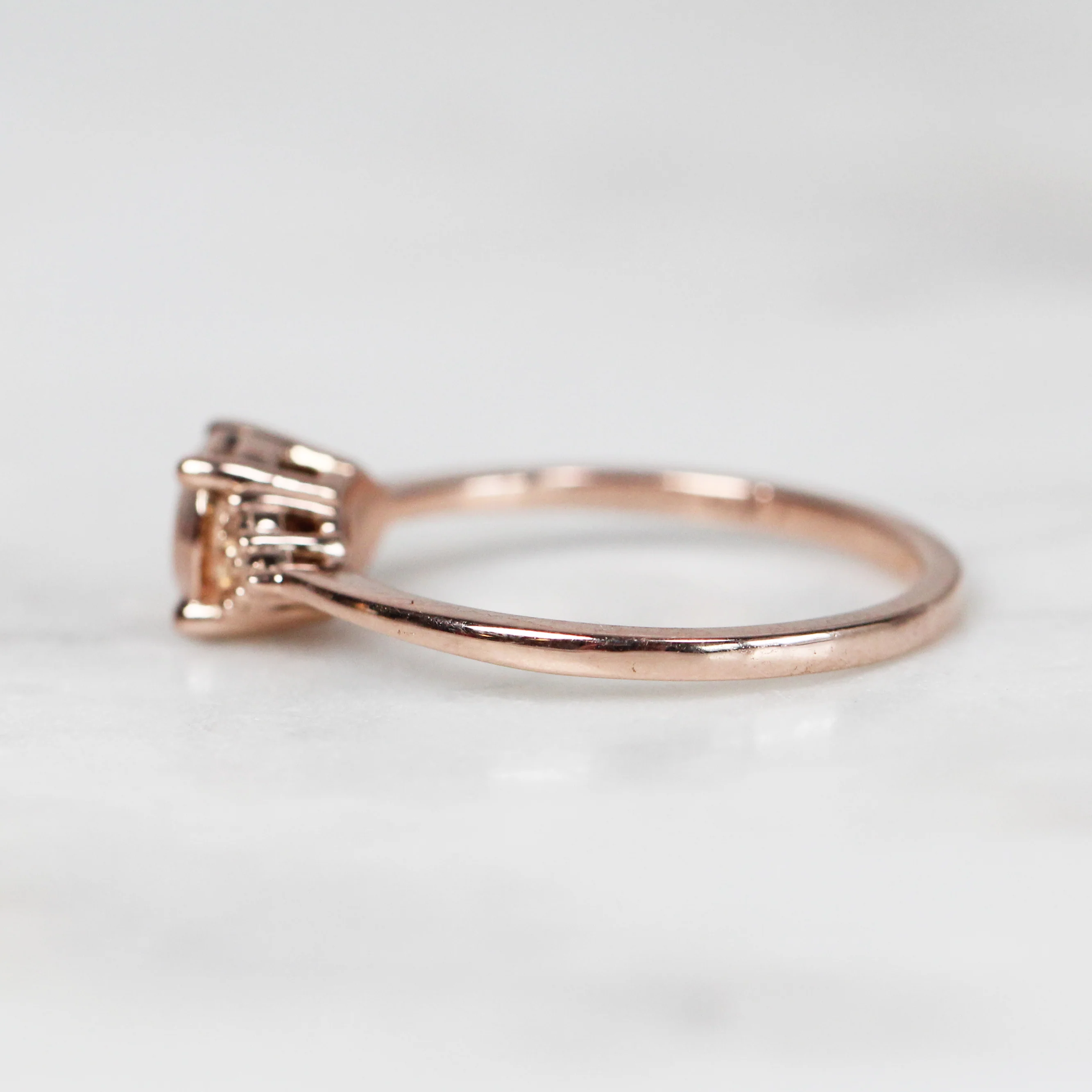 Solid Metal Imogene Ring with 1 Carat Round Metal Stone - Made to Order - Image 3