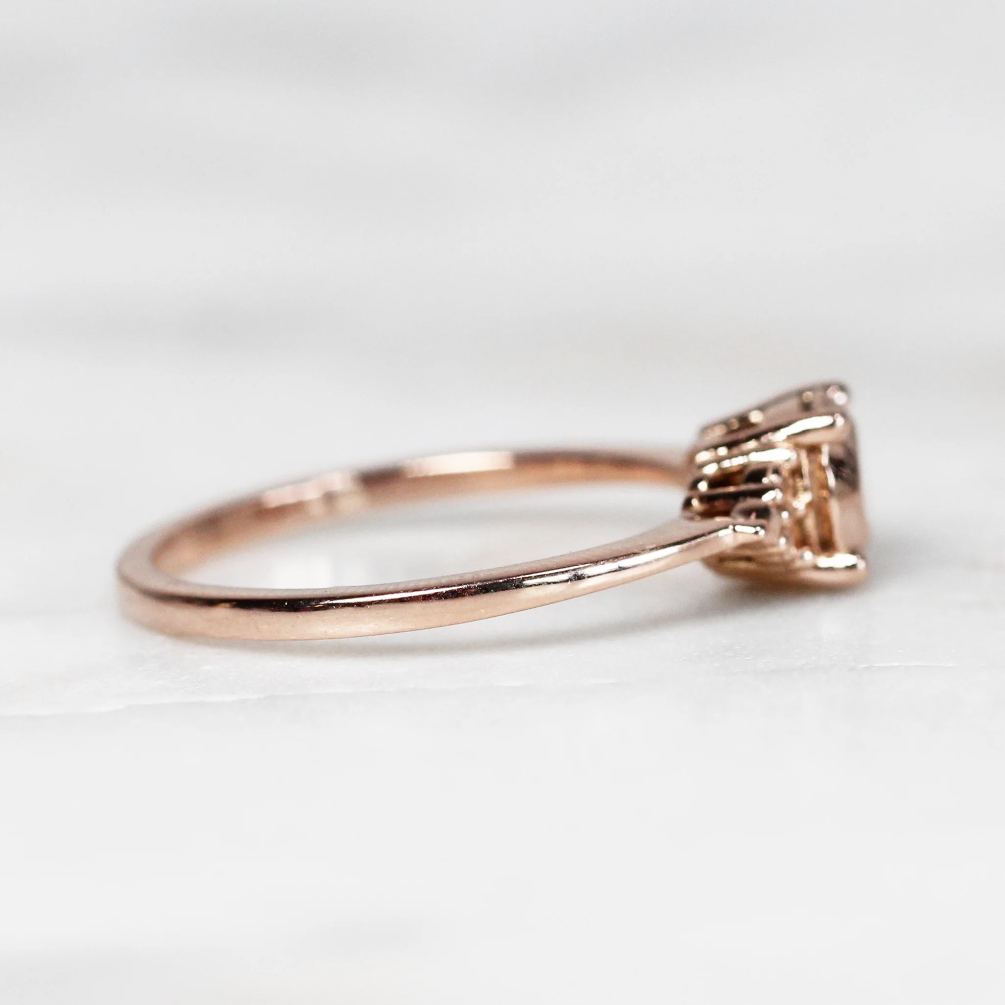Solid Metal Imogene Ring with 1 Carat Round Metal Stone - Made to Order - Image 5