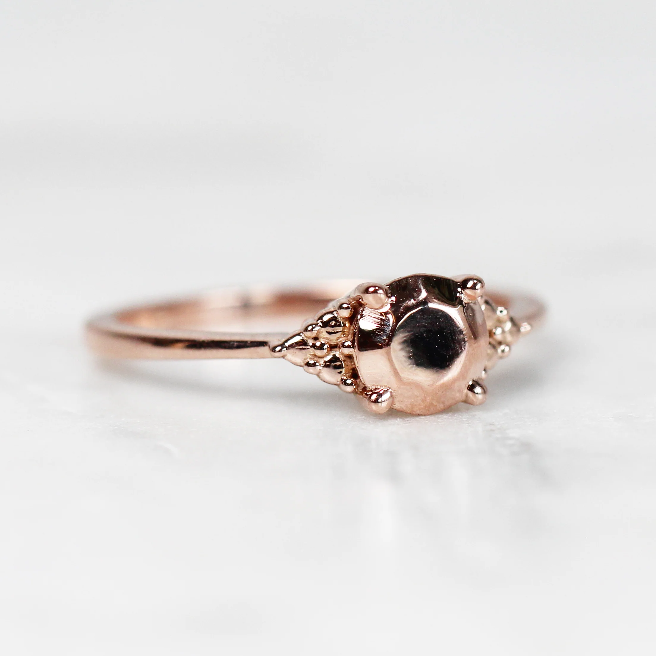 Solid Metal Imogene Ring with 1 Carat Round Metal Stone - Made to Order - Image 6