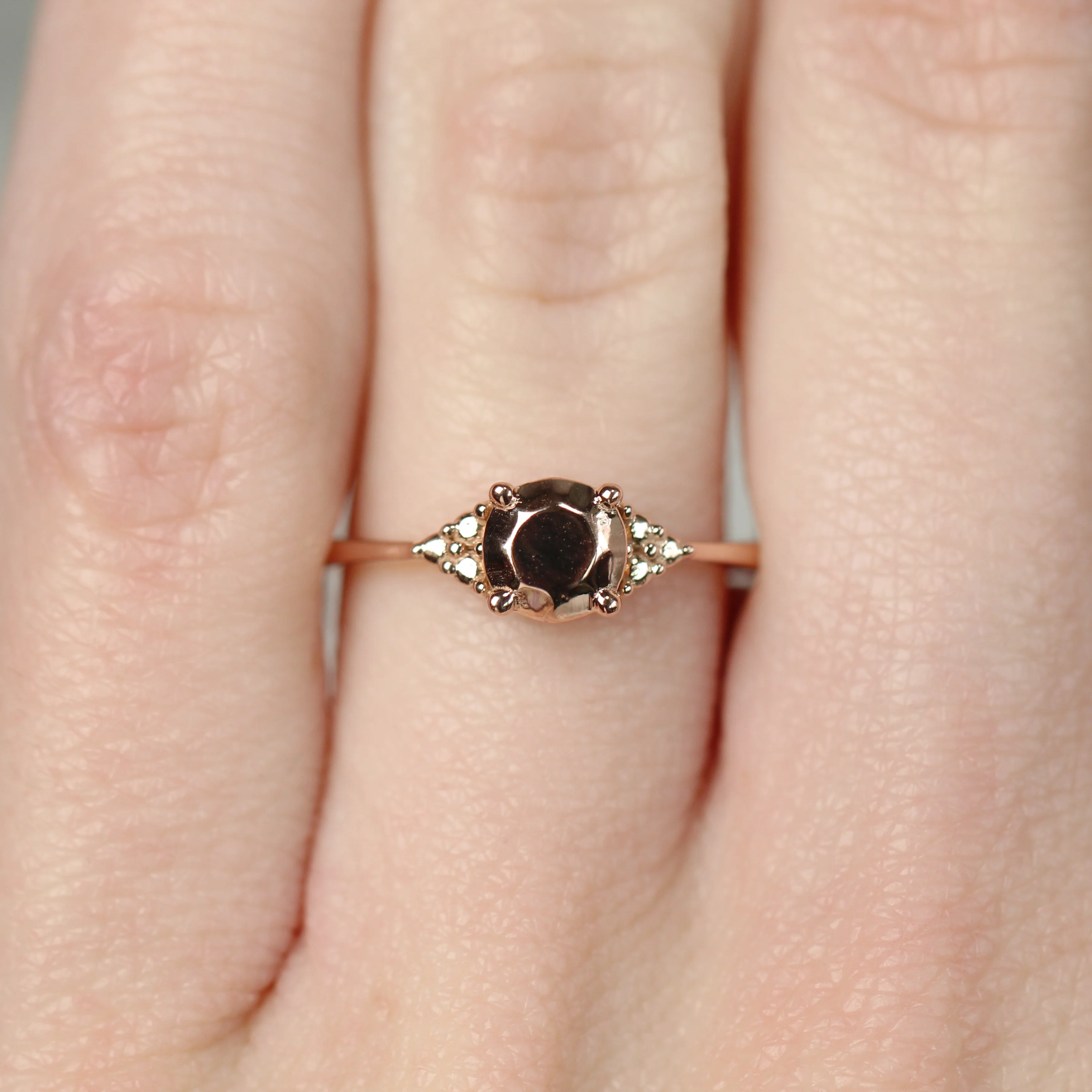 Solid Metal Imogene Ring with 1 Carat Round Metal Stone - Made to Order - Image 7