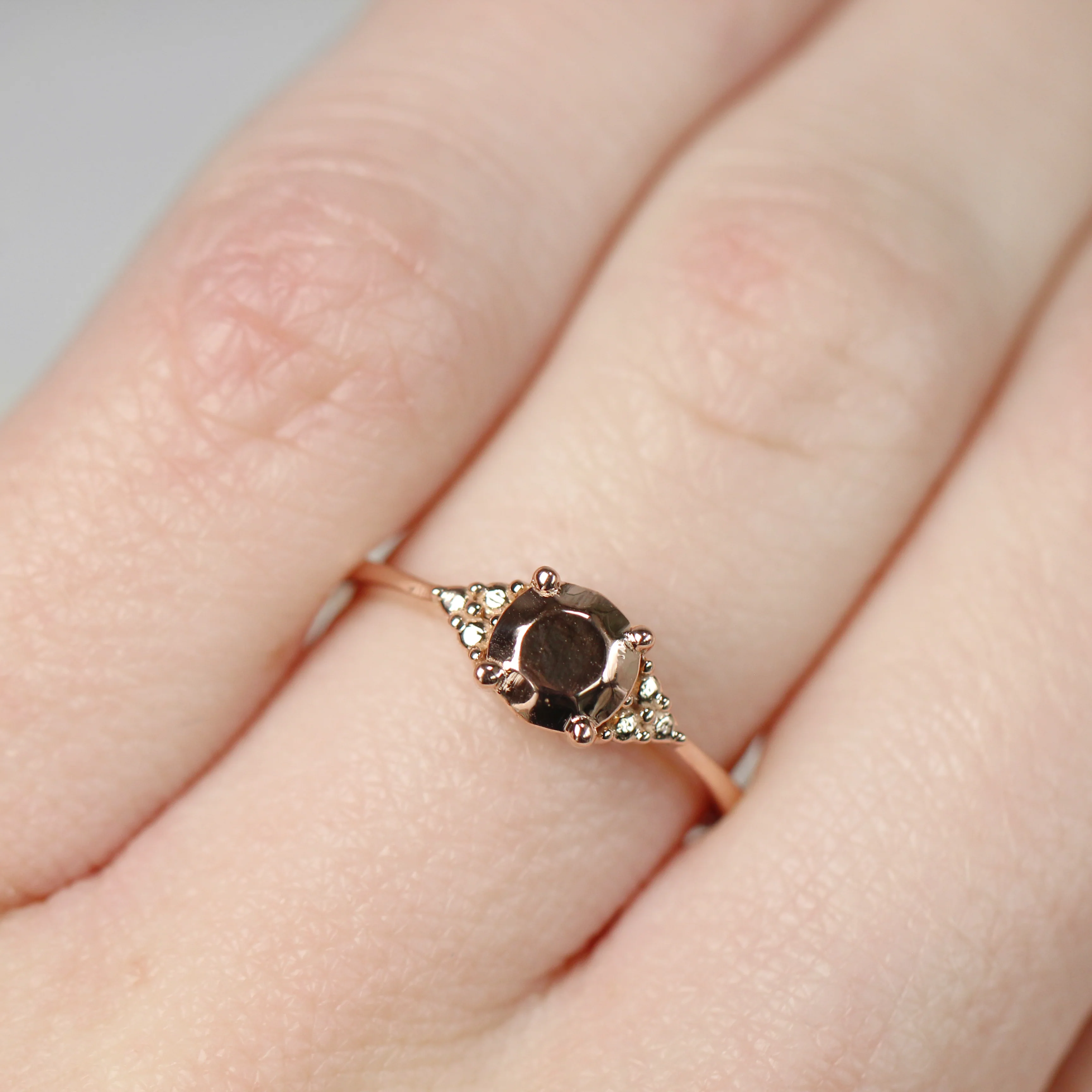 Solid Metal Imogene Ring with 1 Carat Round Metal Stone - Made to Order - Image 8