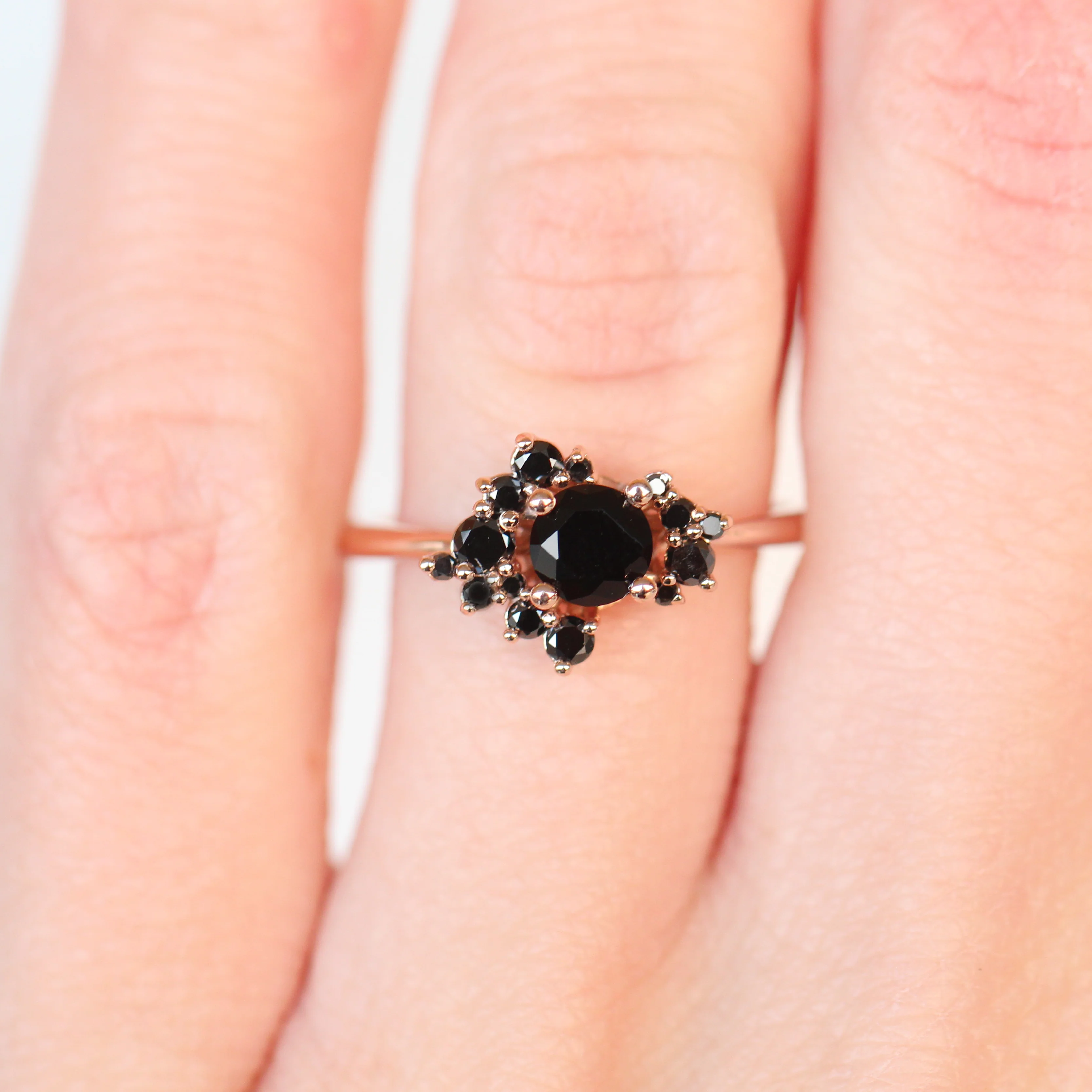 Orion Ring with a Round Black Diamond and Black Accent Diamonds - Made to Order - Image 10