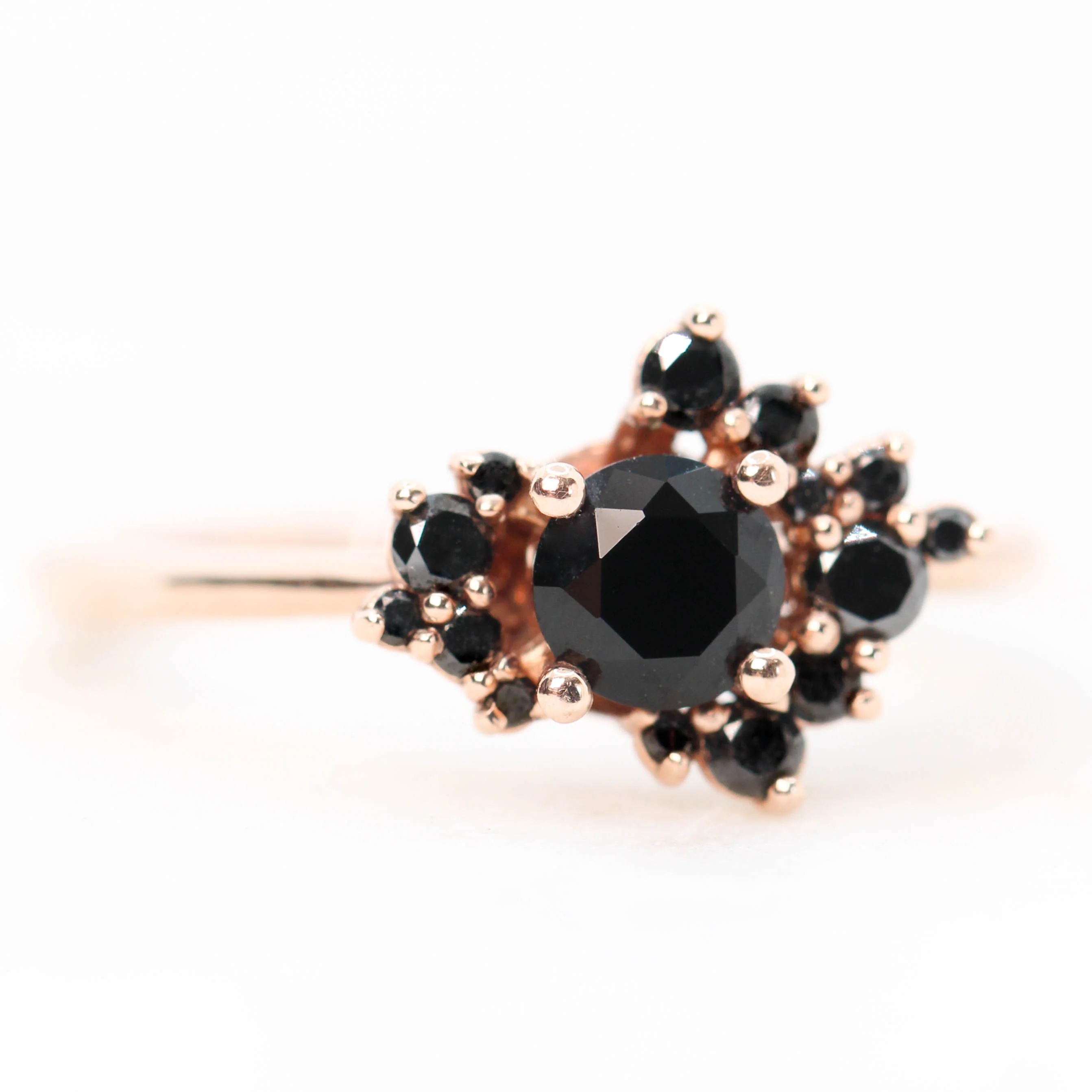 Orion Ring with a Round Black Diamond and Black Accent Diamonds - Made to Order - Image 3