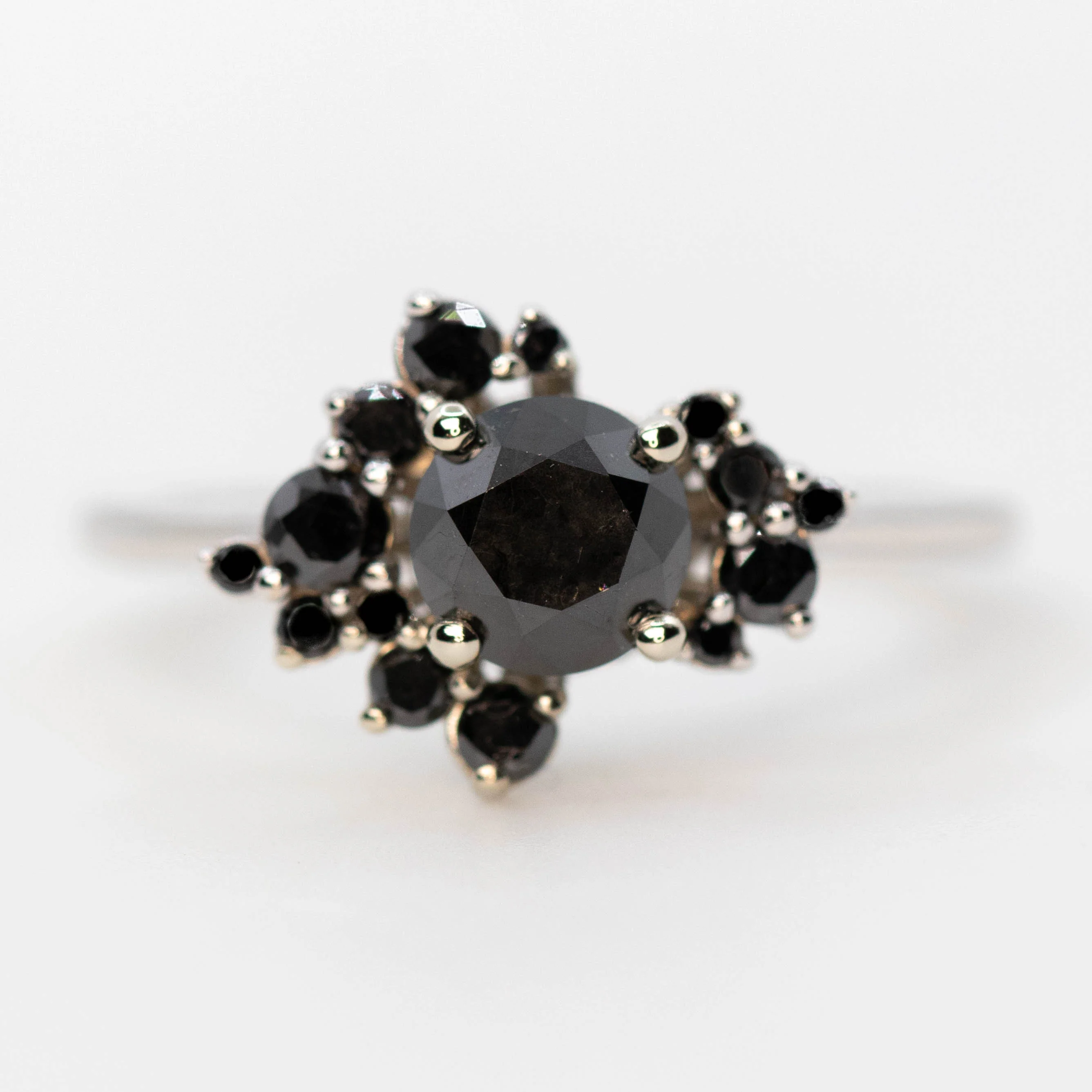 Orion Ring with a Round Black Diamond and Black Accent Diamonds - Made to Order - Image 8