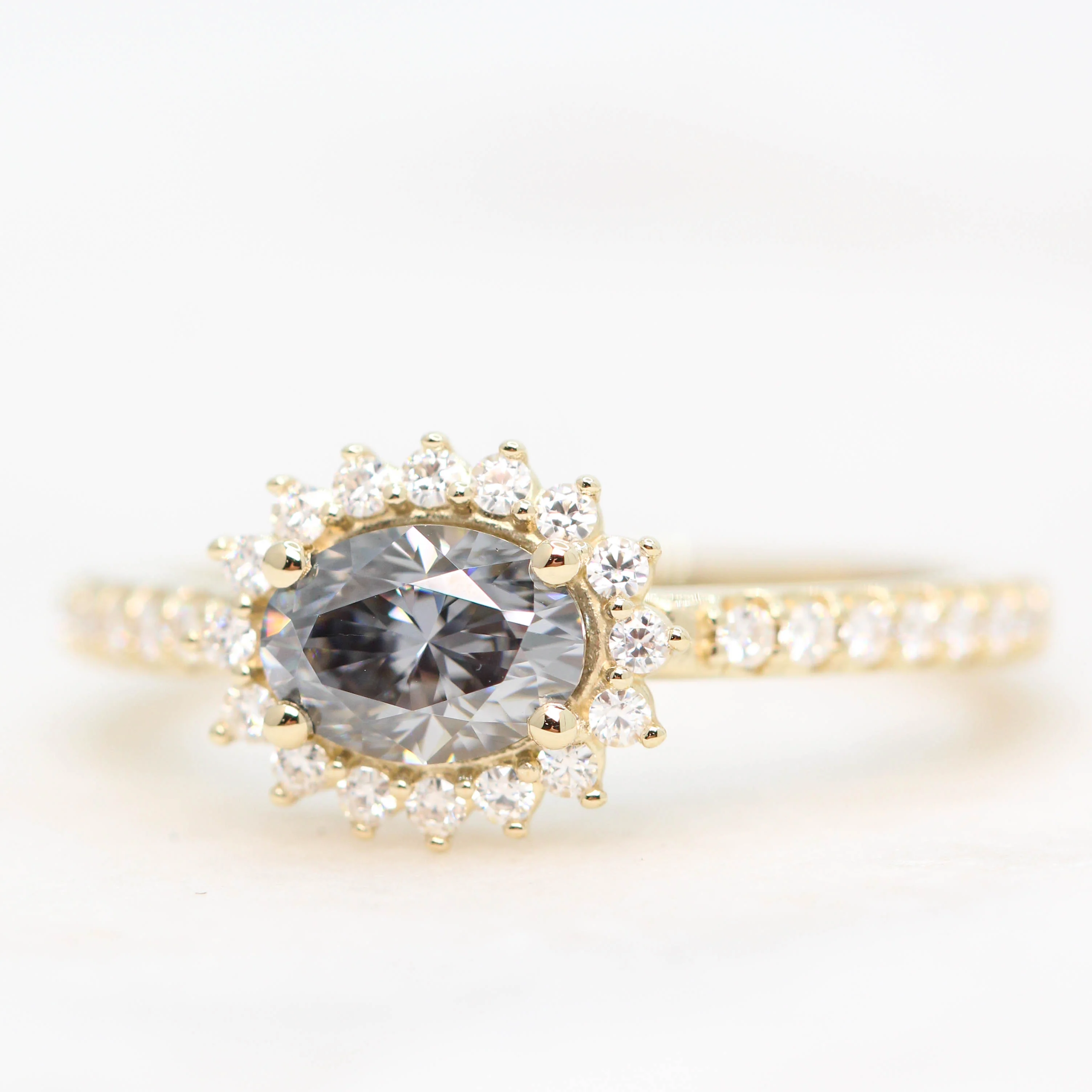 Brigid Ring with a Gray Oval Moissanite and Moissanite Accents - Made to Order - Image 3