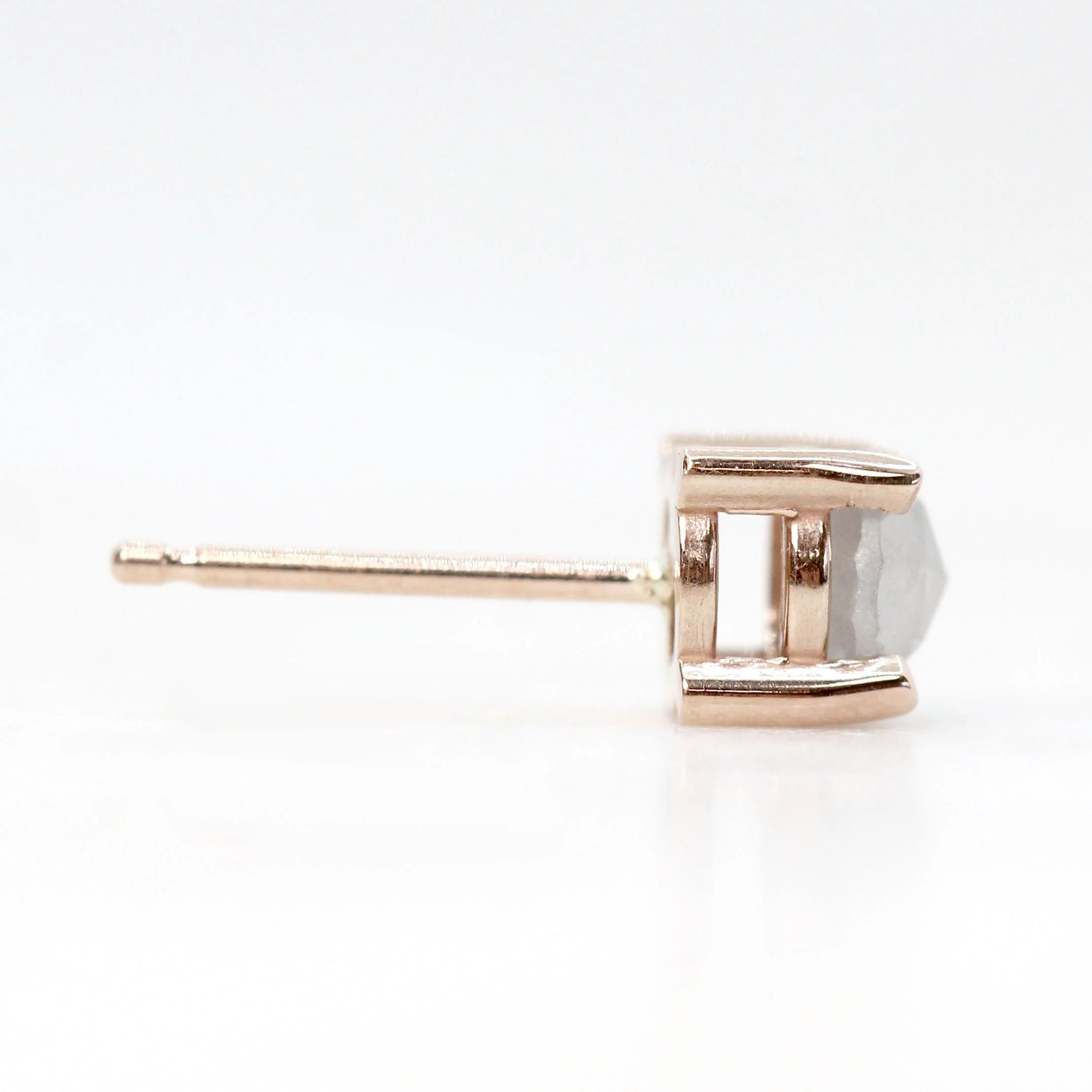 Rose Cut Misty Gray Salt and Pepper Diamond Earring Studs in 14k Yellow Gold - Ready to Ship - Image 7
