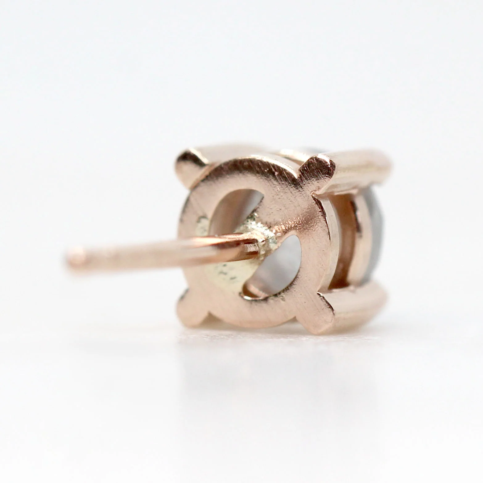 Rose Cut Misty Gray Salt and Pepper Diamond Earring Studs in 14k Yellow Gold - Ready to Ship - Image 8