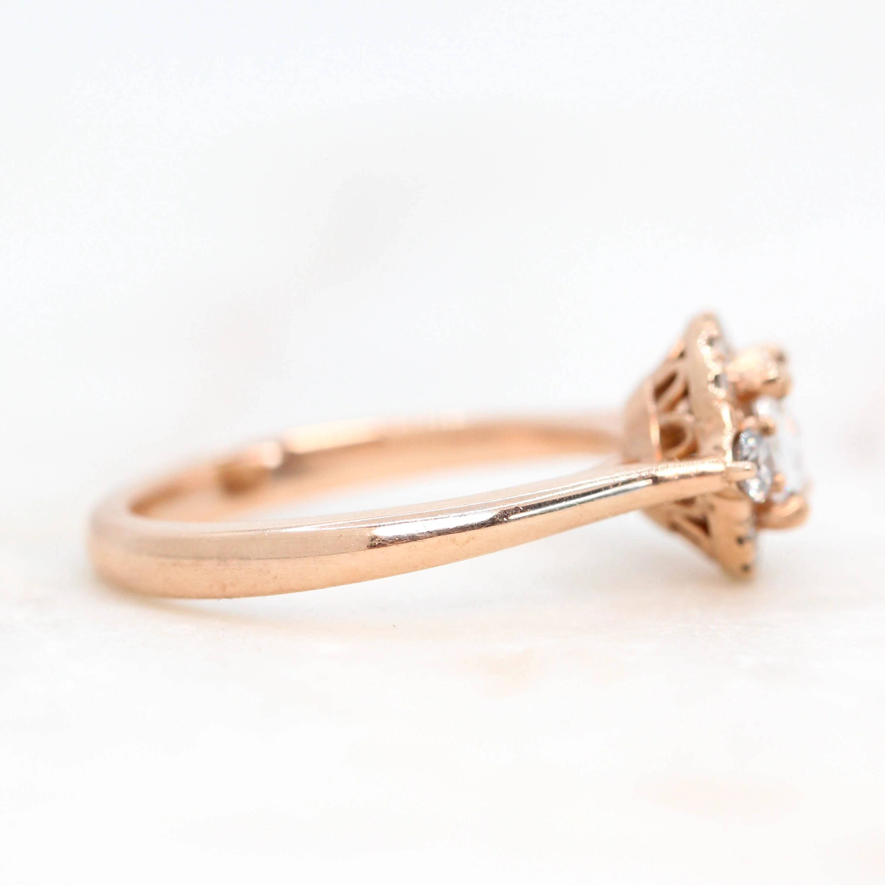 Vanessa Ring with 0.41 Carat Rose Cut Clear Round Diamond and White Diamond Accents in 10k Rose Gold - Ready to Size and Ship - Image 5