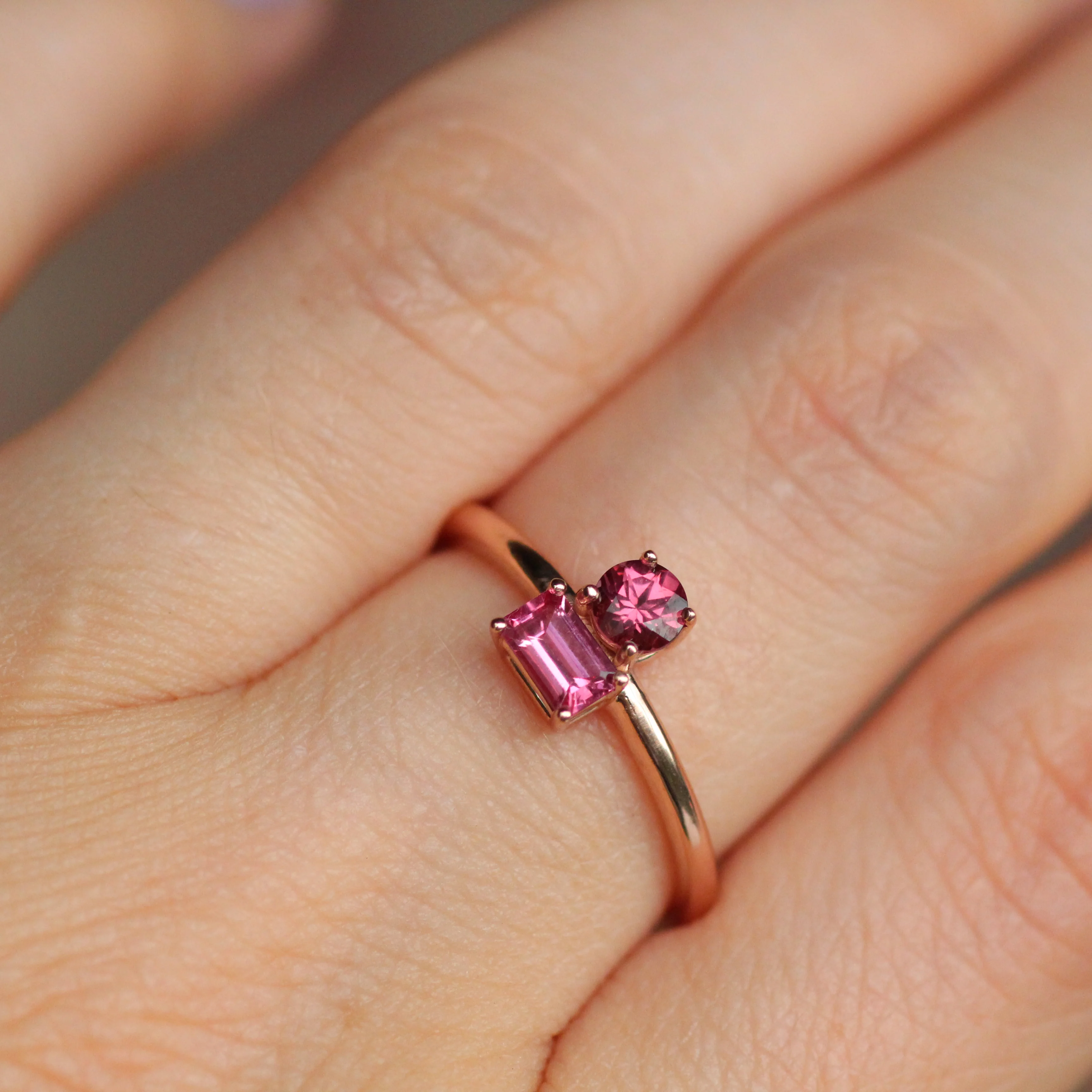 Daria Garnet and Spinel Asymmetrical Double Ring - Made to Order - Image 10