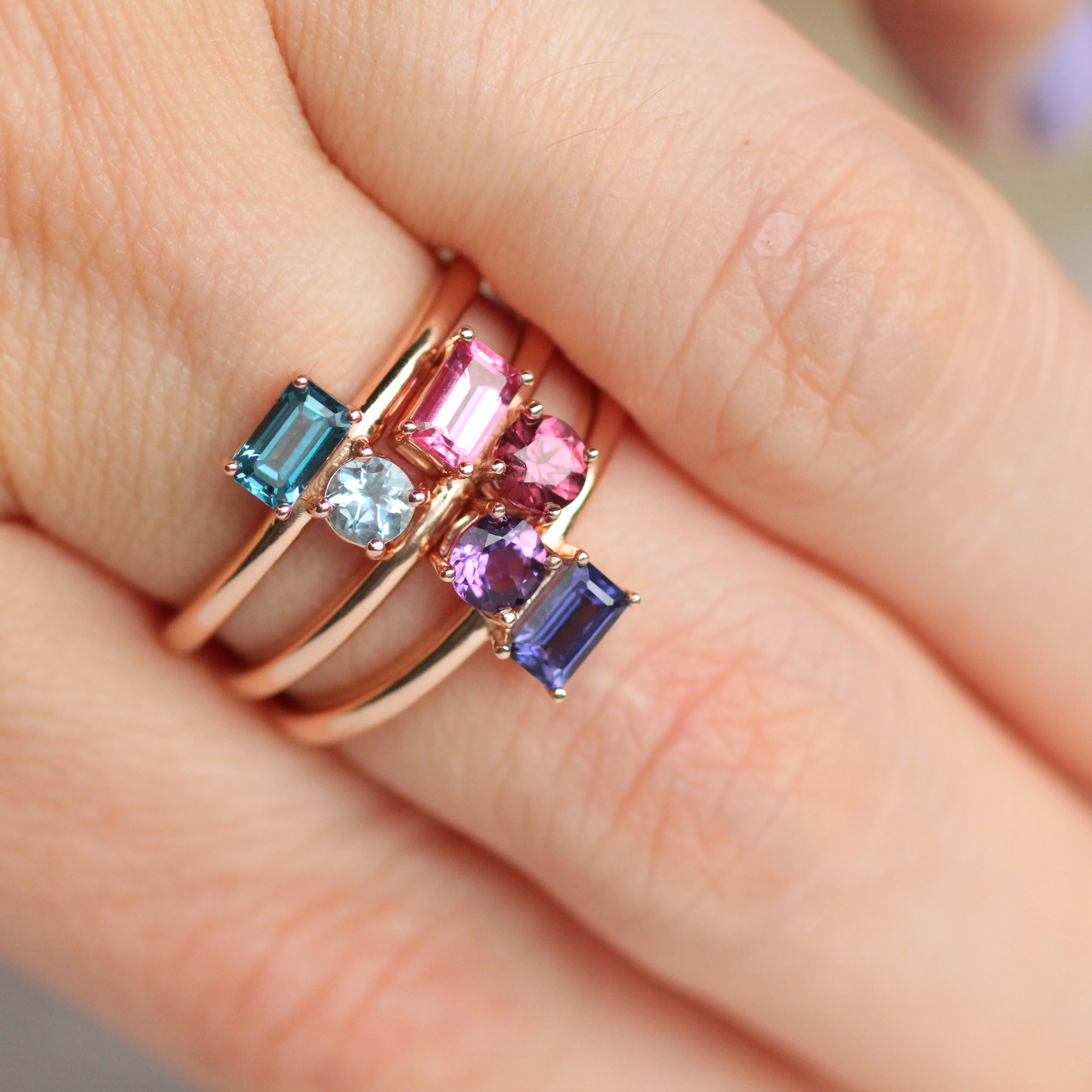 Daria Garnet and Spinel Asymmetrical Double Ring - Made to Order - Image 12