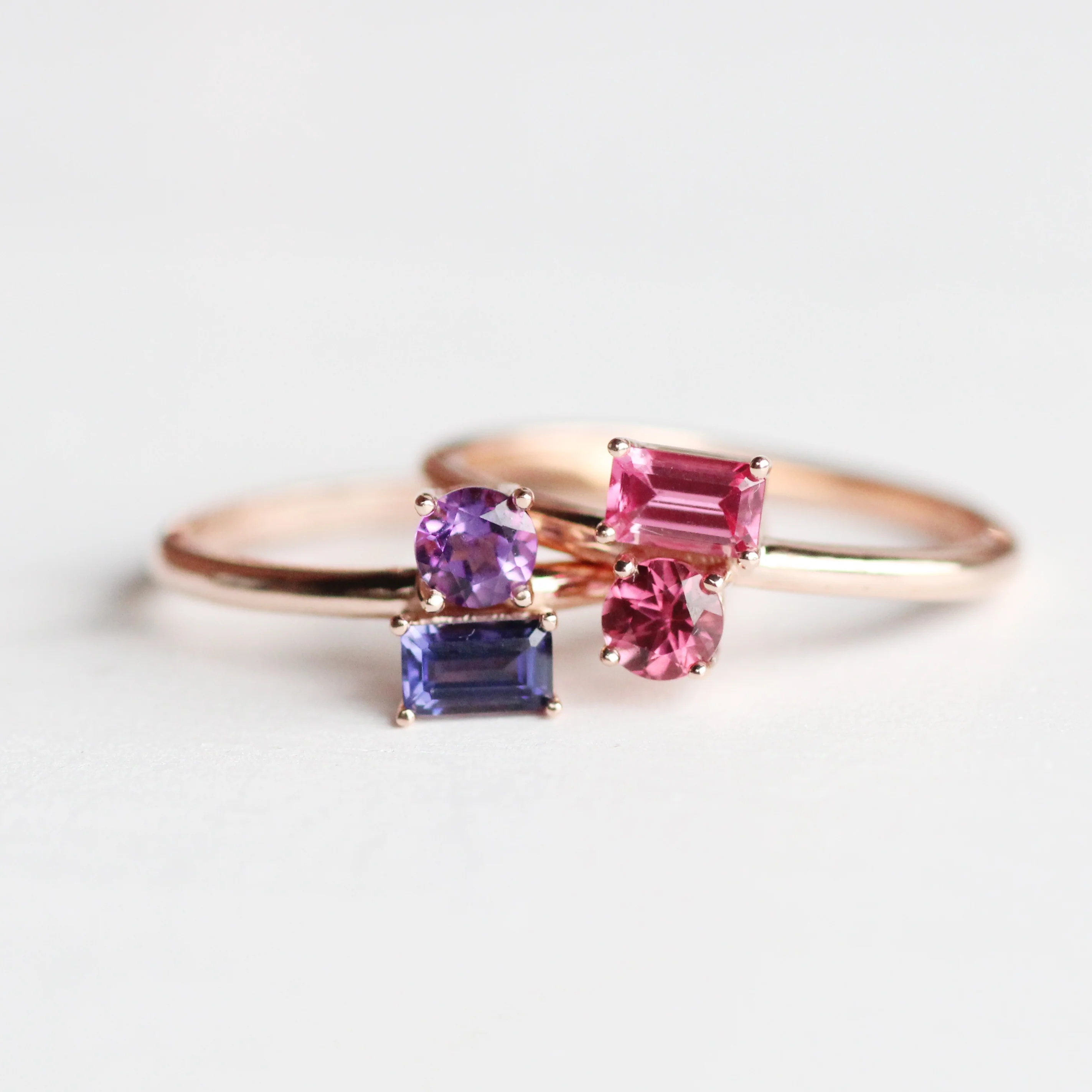 Daria Garnet and Spinel Asymmetrical Double Ring - Made to Order - Image 13
