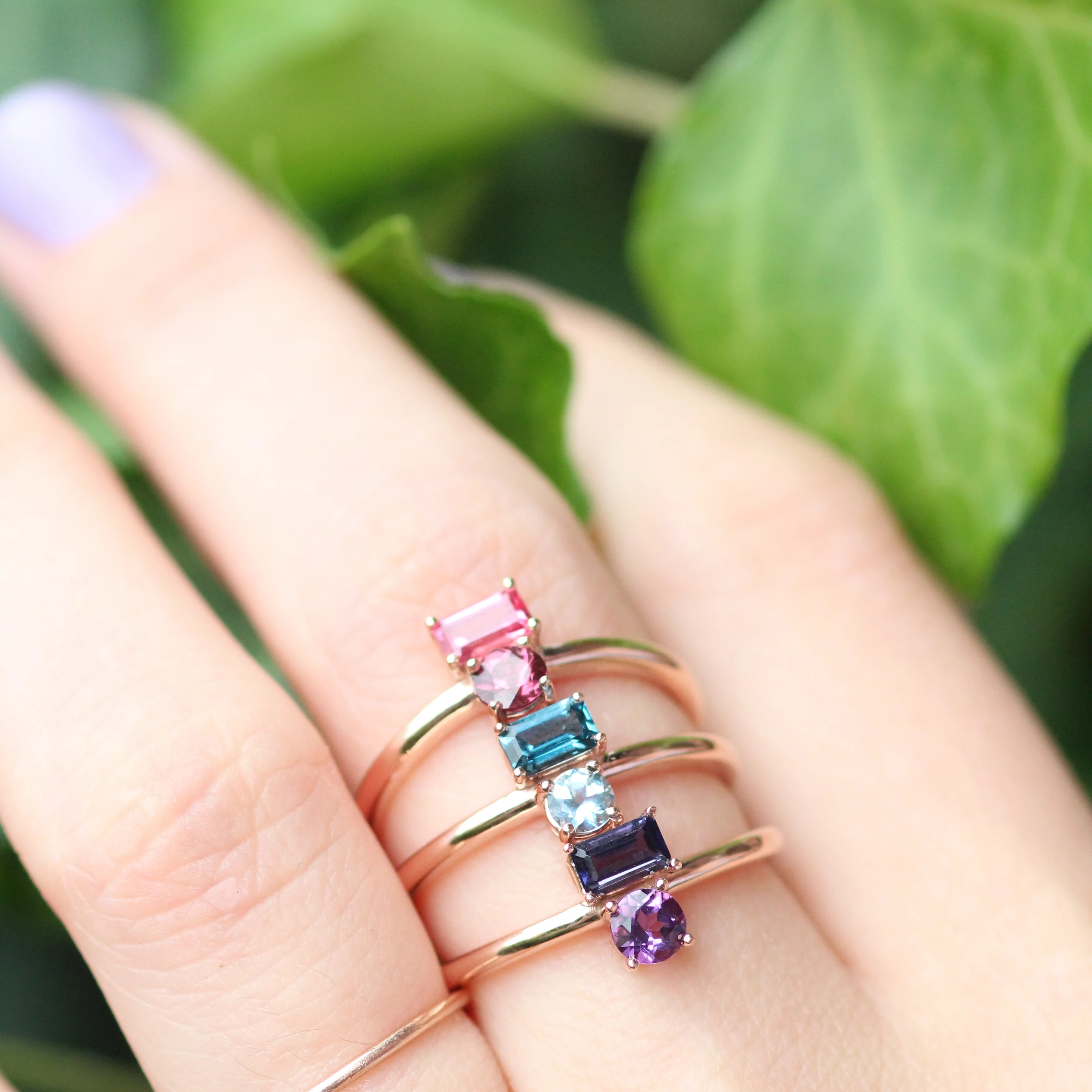 Daria Garnet and Spinel Asymmetrical Double Ring - Made to Order - Image 14