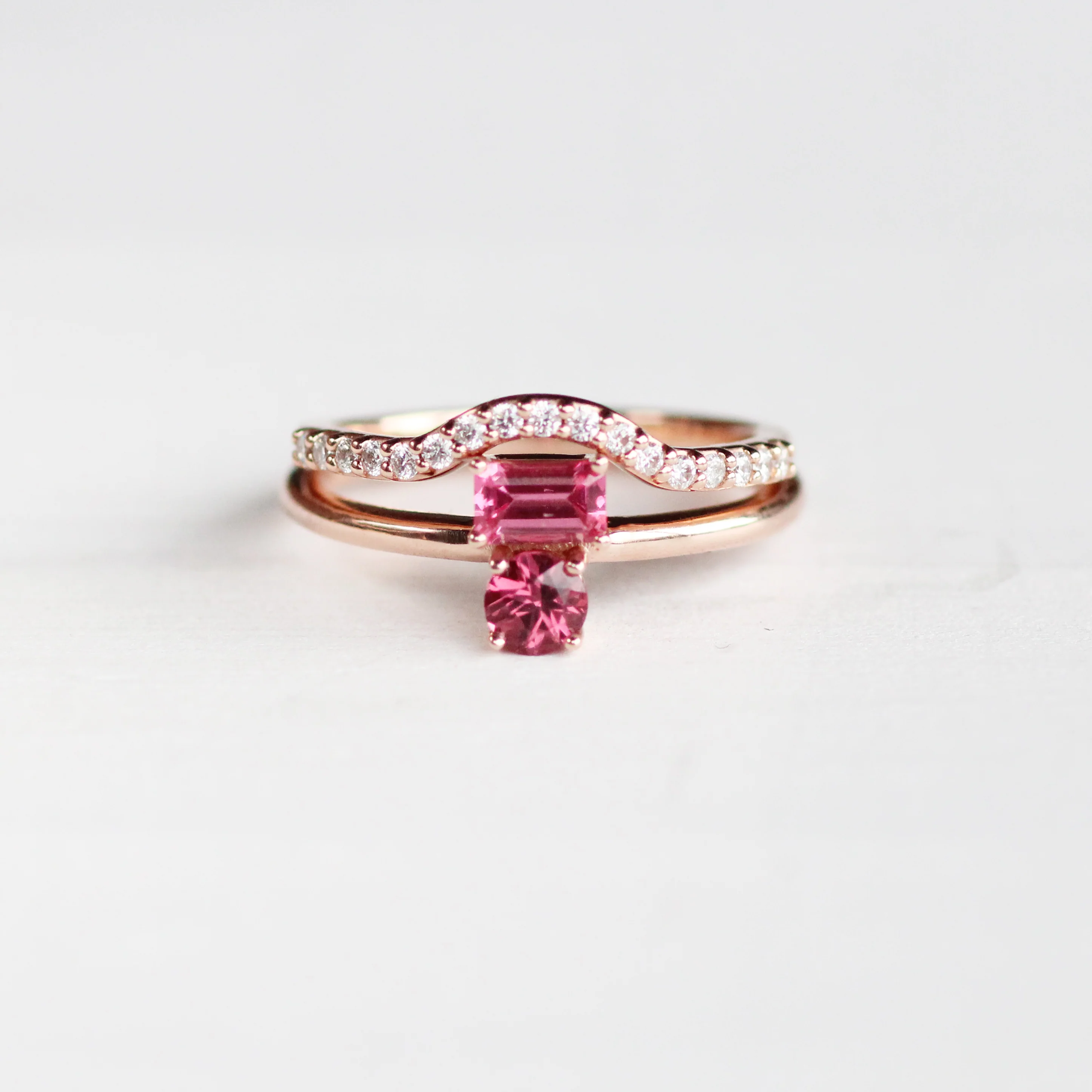 Daria Garnet and Spinel Asymmetrical Double Ring - Made to Order - Image 7