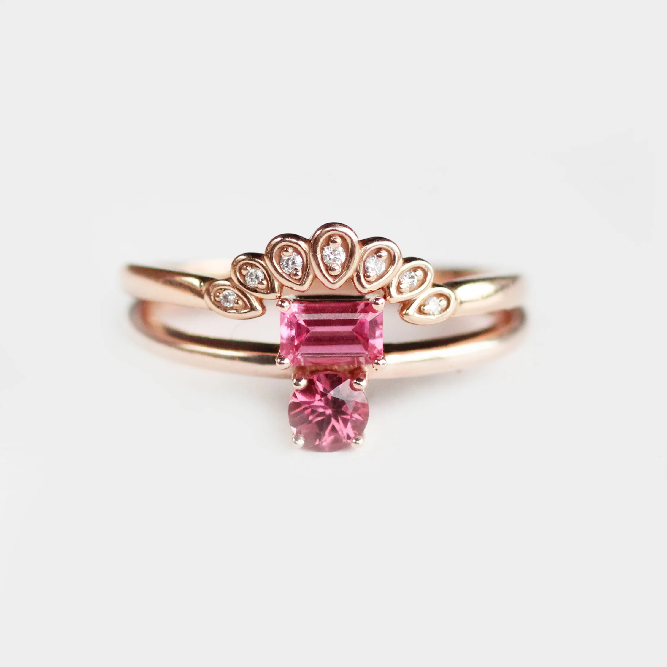 Daria Garnet and Spinel Asymmetrical Double Ring - Made to Order - Image 8