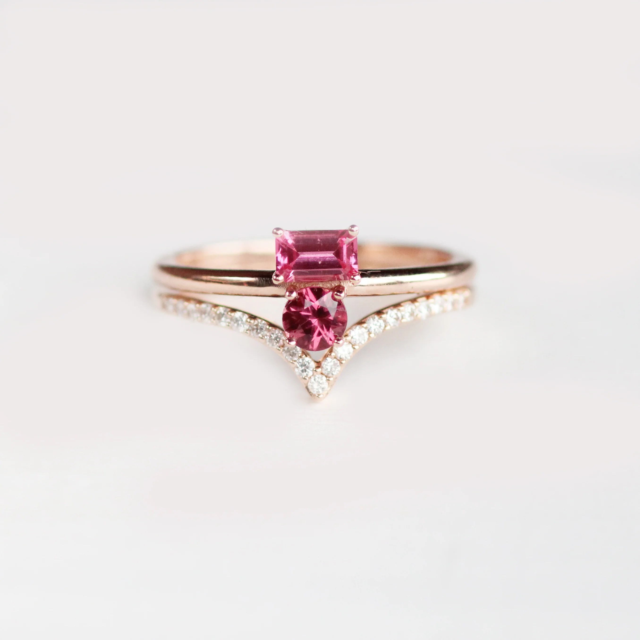 Daria Garnet and Spinel Asymmetrical Double Ring - Made to Order - Image 9