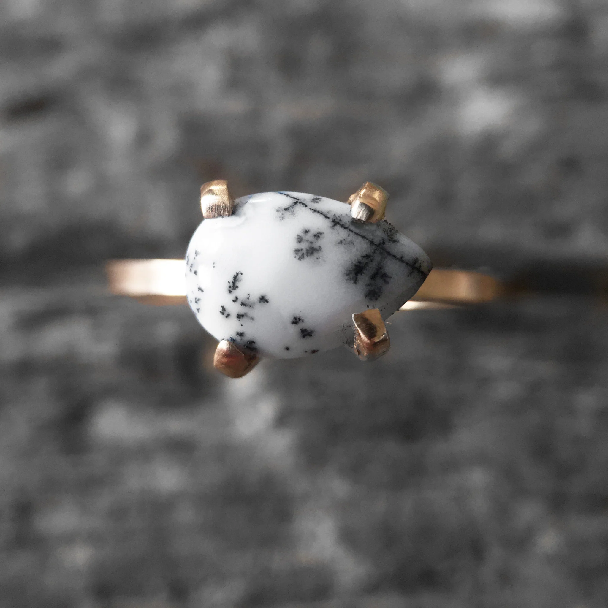Dendritic Opal Pear Ring - Made to Order - Image 3