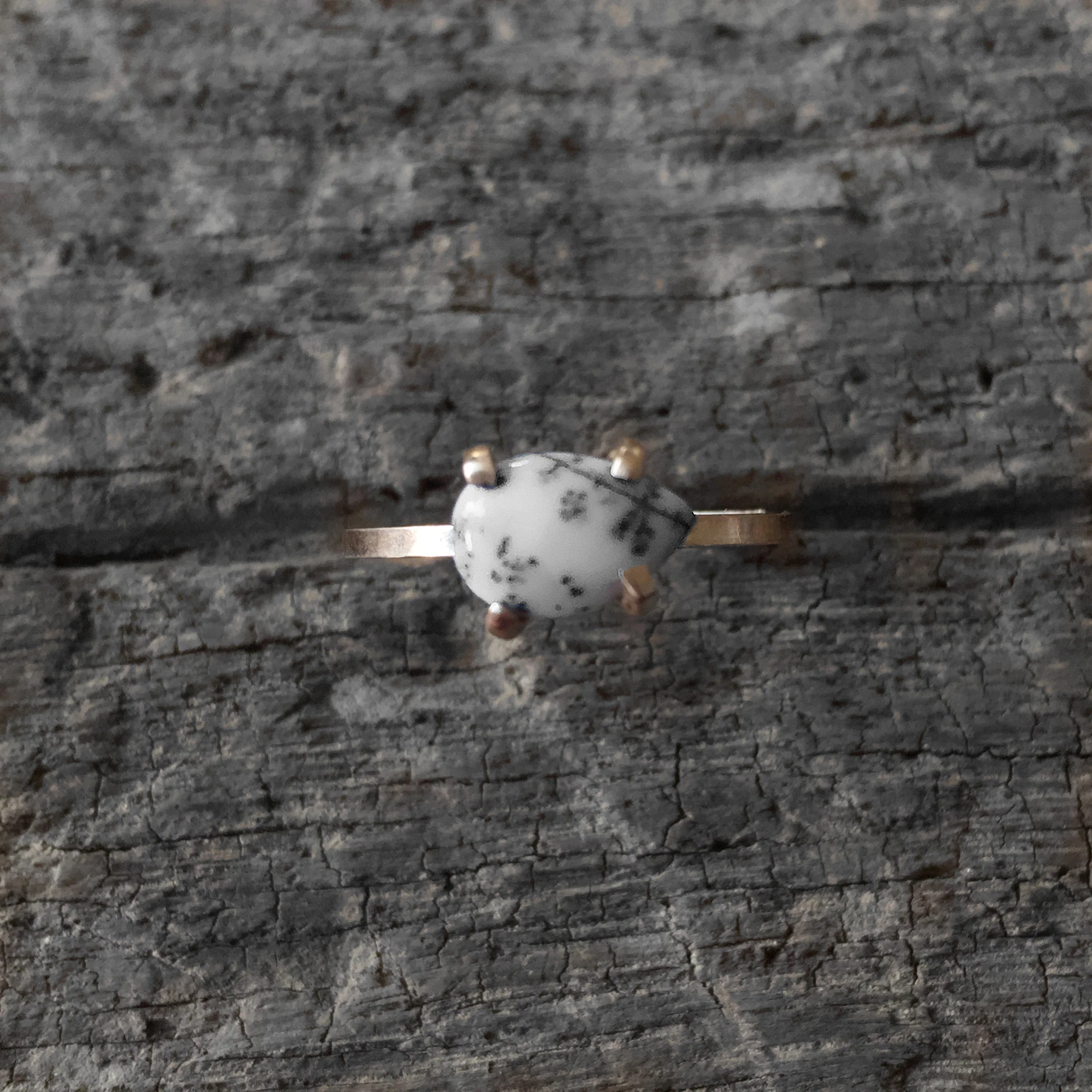 Dendritic Opal Pear Ring - Made to Order - Image 4