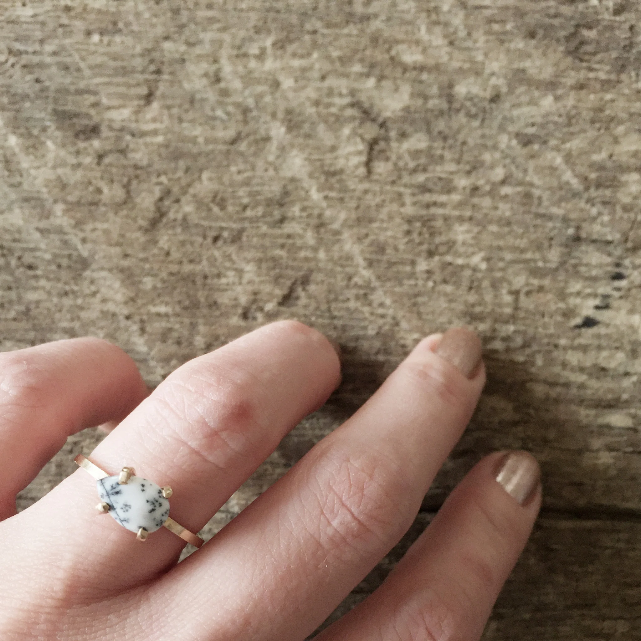 Dendritic Opal Pear Ring - Made to Order - Image 5