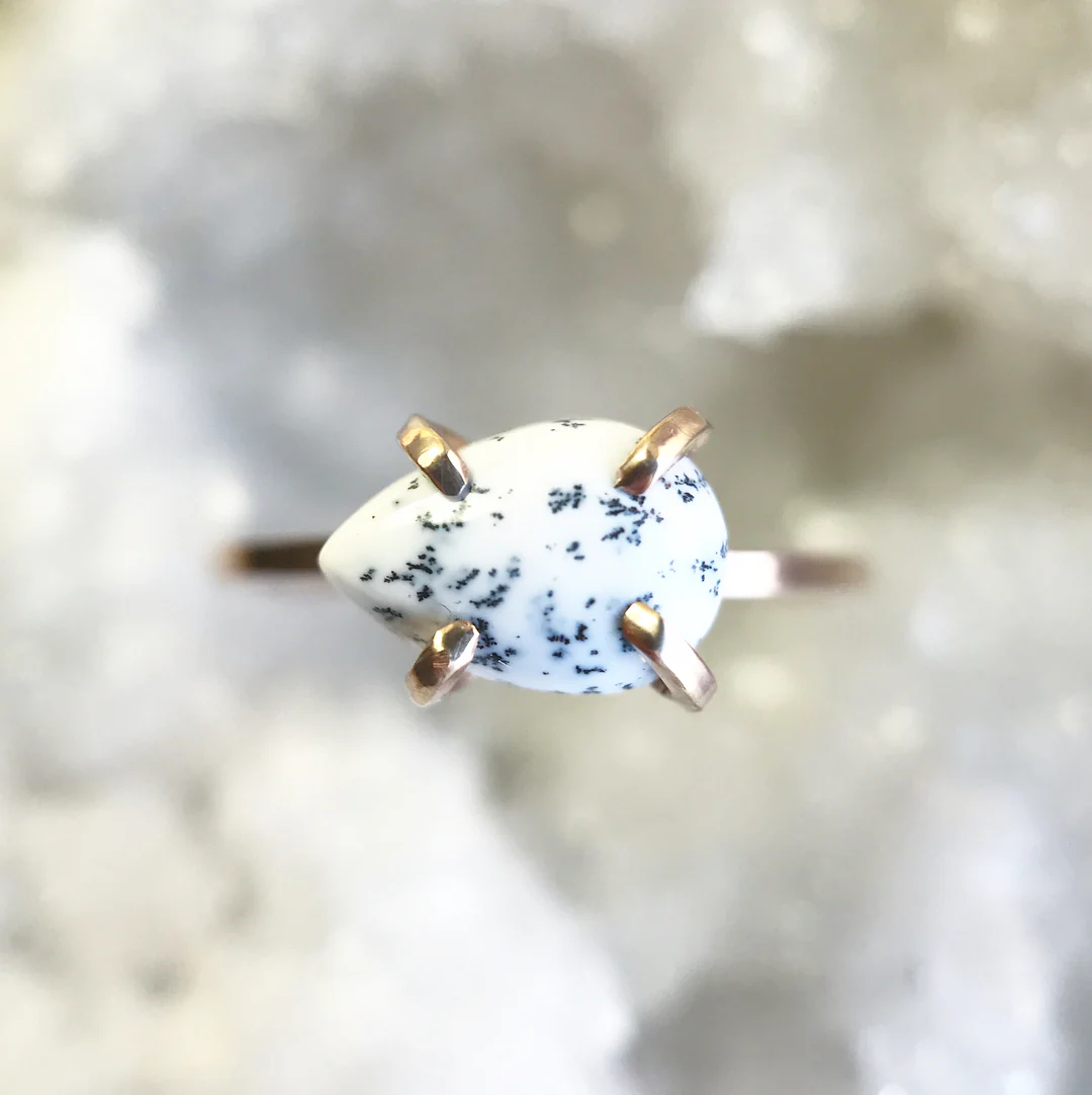Dendritic Opal Pear Ring - Made to Order - Image 8