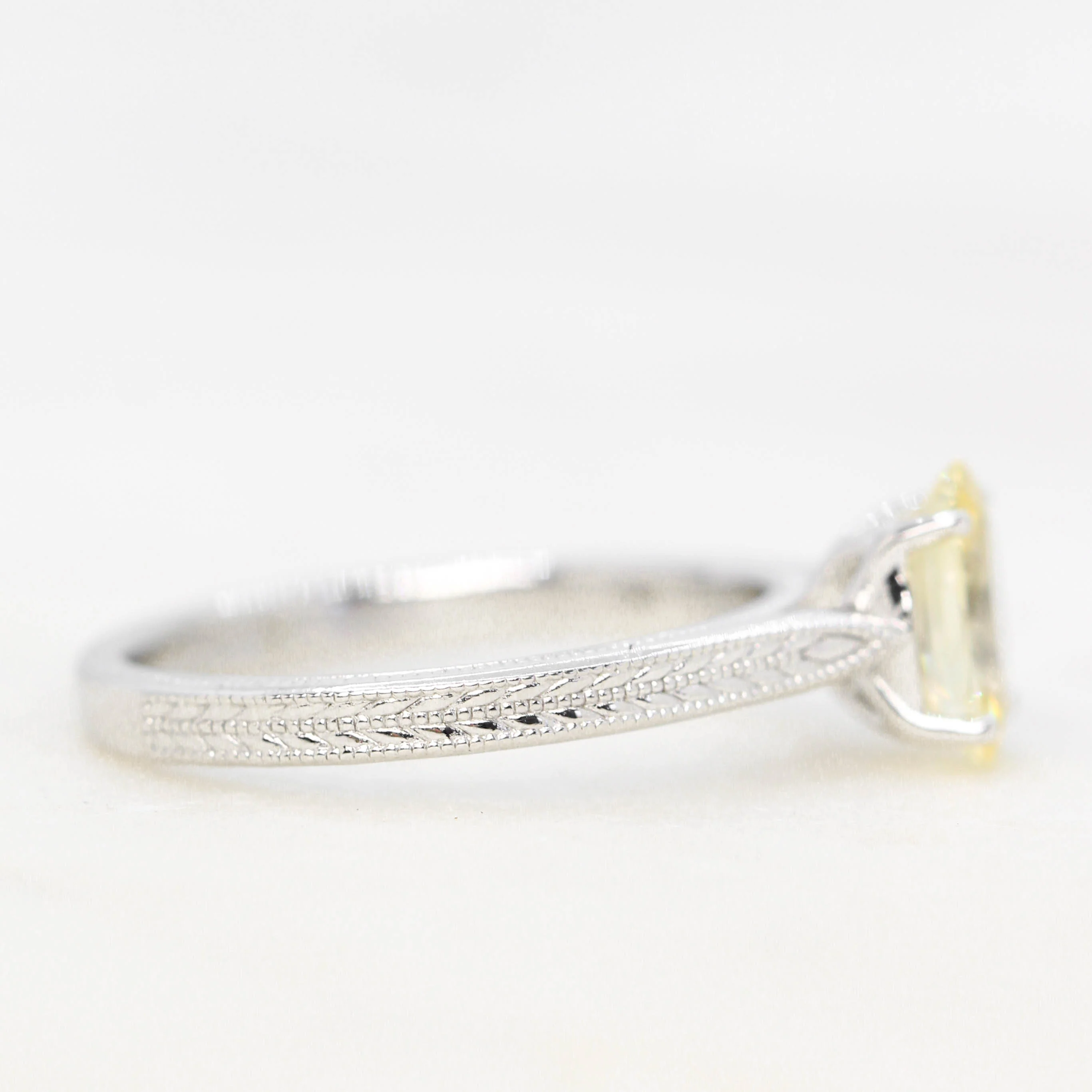 Edith Ring with a 1.28 Carat Yellow Oval Sapphire in 14k White Gold - Ready to Size and Ship - Image 5