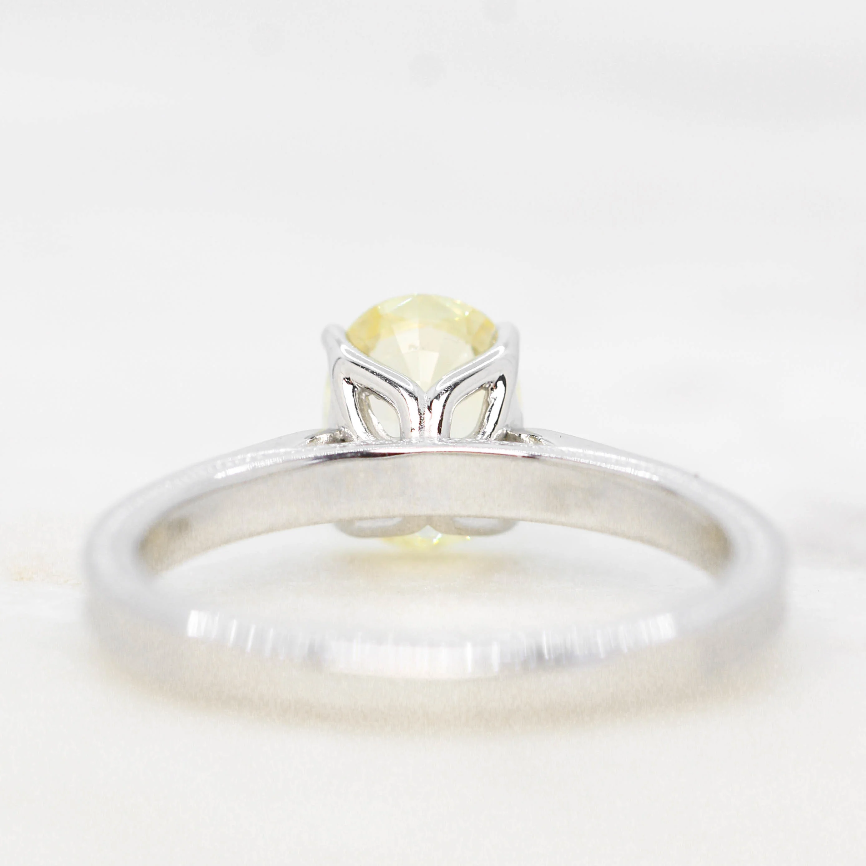 Edith Ring with a 1.28 Carat Yellow Oval Sapphire in 14k White Gold - Ready to Size and Ship - Image 6