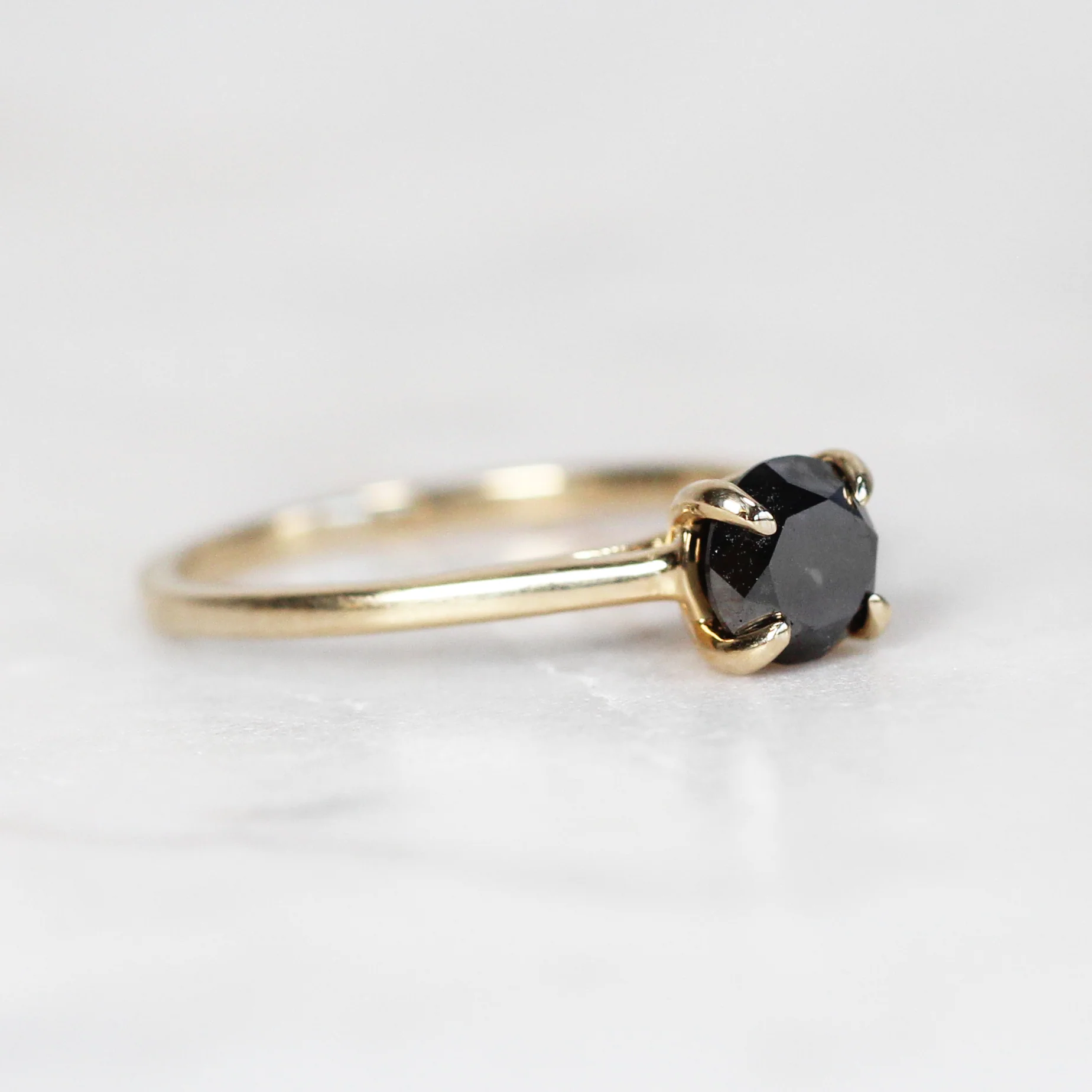 Elle Ring with a 1 Carat Round Black Diamond - Made to Order, Choose Your Gold Tone - Image 6