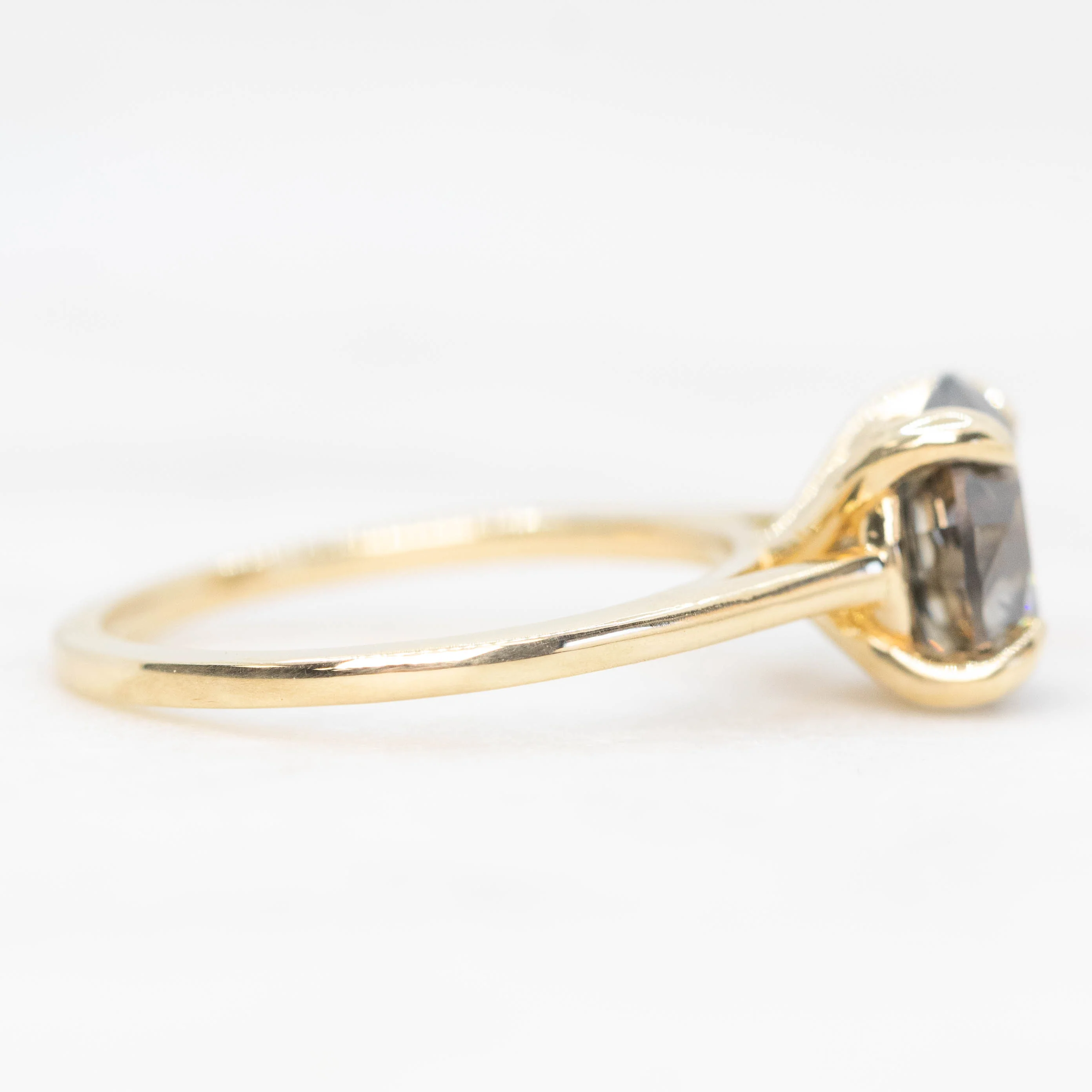 Elle Ring with a 3.05 Carat Round Dark and Clear Champagne Diamond in 14k Yellow Gold - Ready to Size and Ship - Image 5