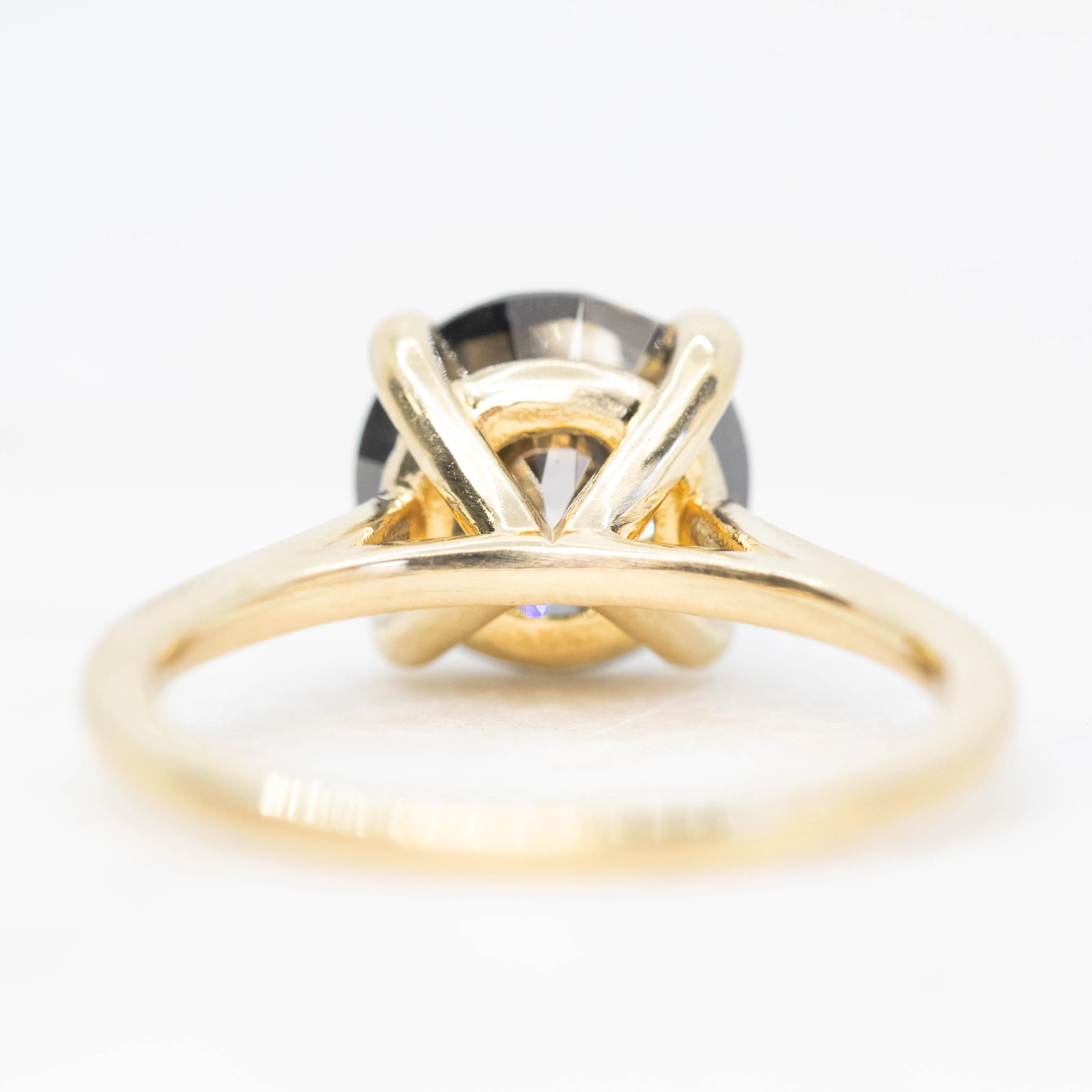 Elle Ring with a 3.05 Carat Round Dark and Clear Champagne Diamond in 14k Yellow Gold - Ready to Size and Ship - Image 6
