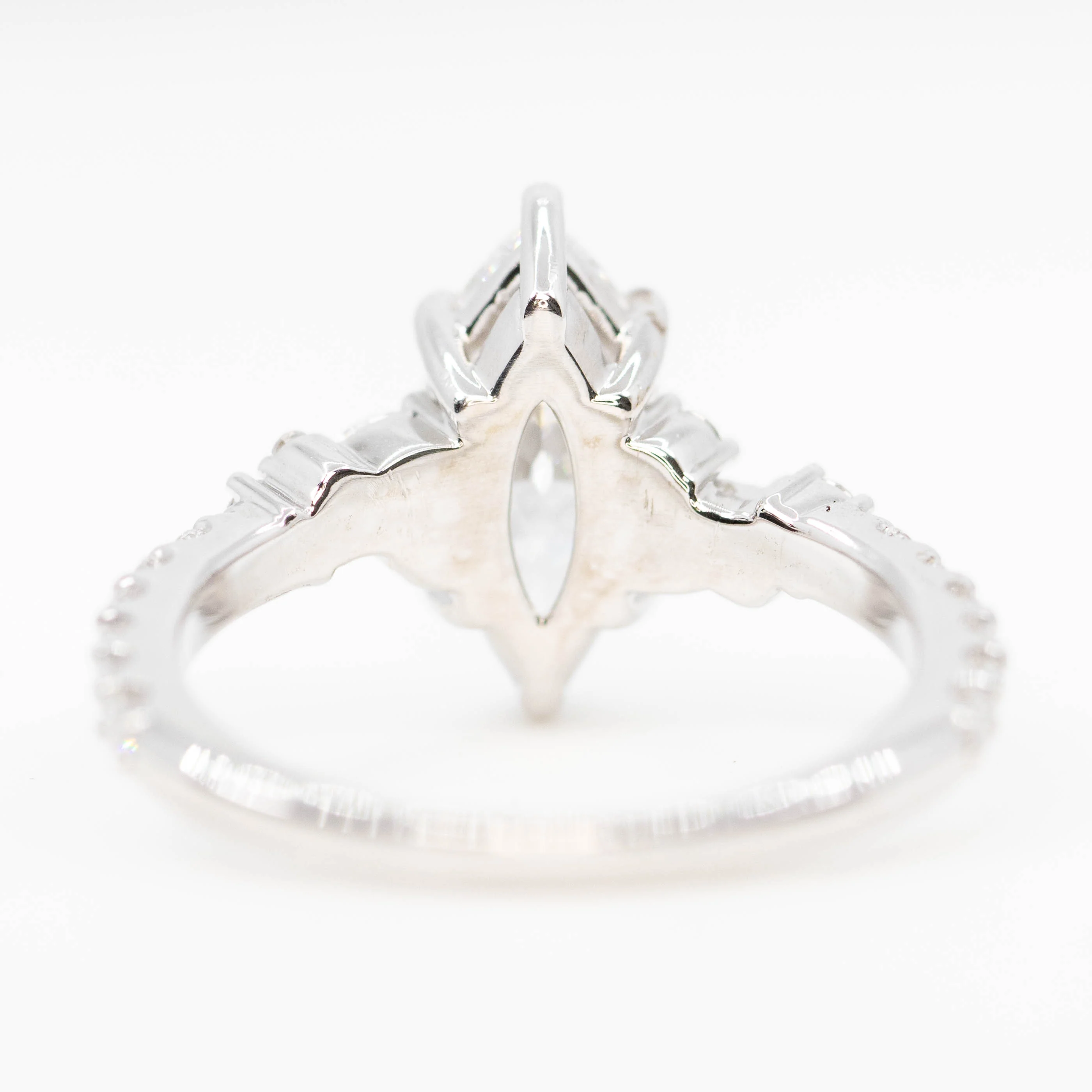 Elodie Ring with a 1.32 Carat Lab Grown Marquise Diamond and White Lab Grown Accent Diamonds in 14k White Gold - Ready to Size and Ship - Image 7