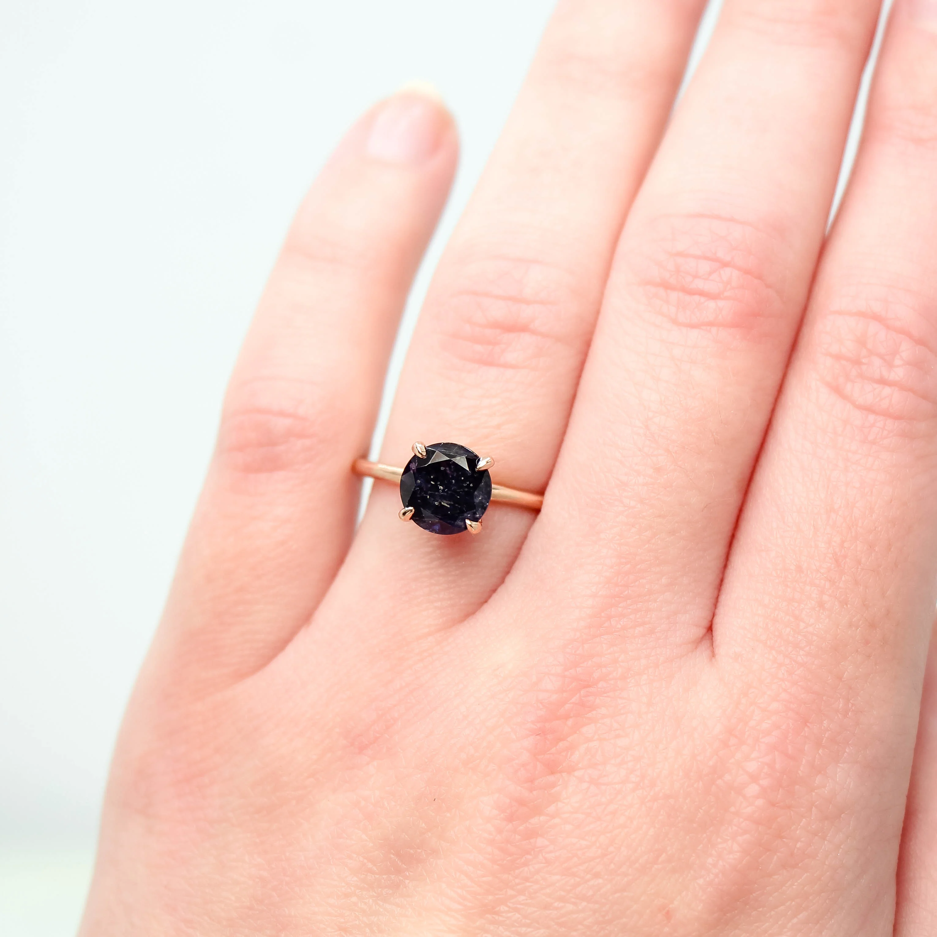 Emma Ring with a 1.63 Carat Round Iolite in 14k Rose Gold - Ready to Size and Ship - Image 2