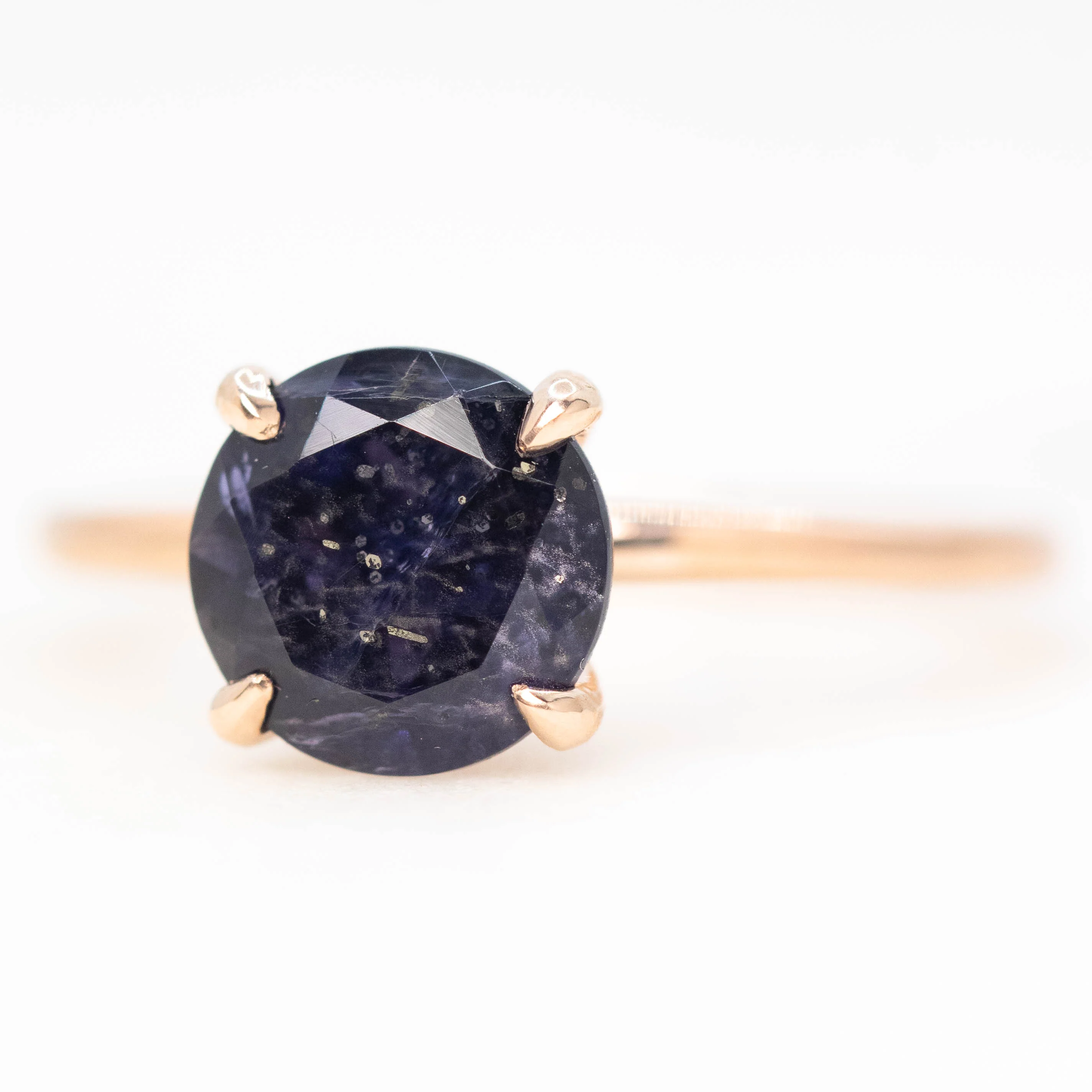 Emma Ring with a 1.63 Carat Round Iolite in 14k Rose Gold - Ready to Size and Ship - Image 3