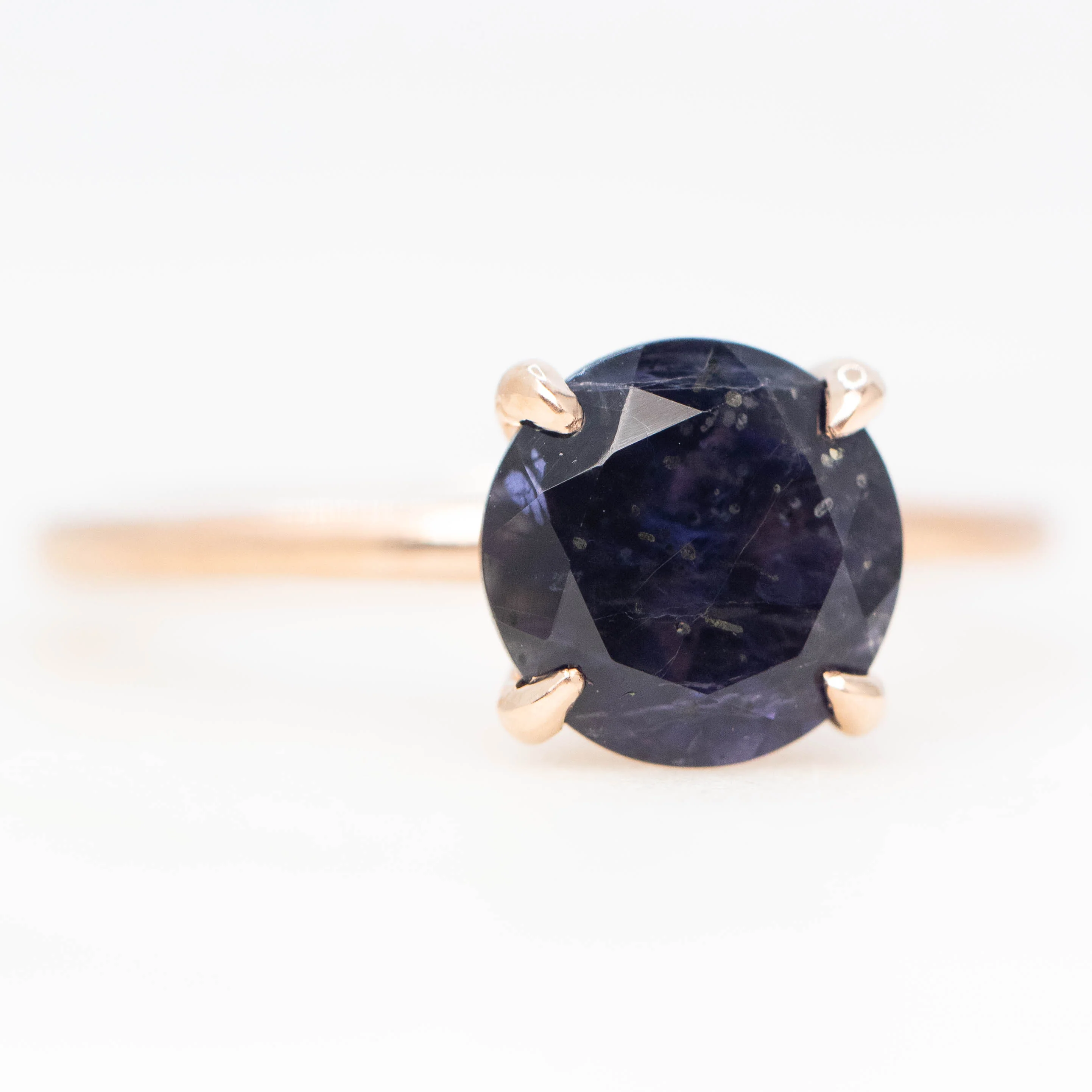Emma Ring with a 1.63 Carat Round Iolite in 14k Rose Gold - Ready to Size and Ship - Image 5