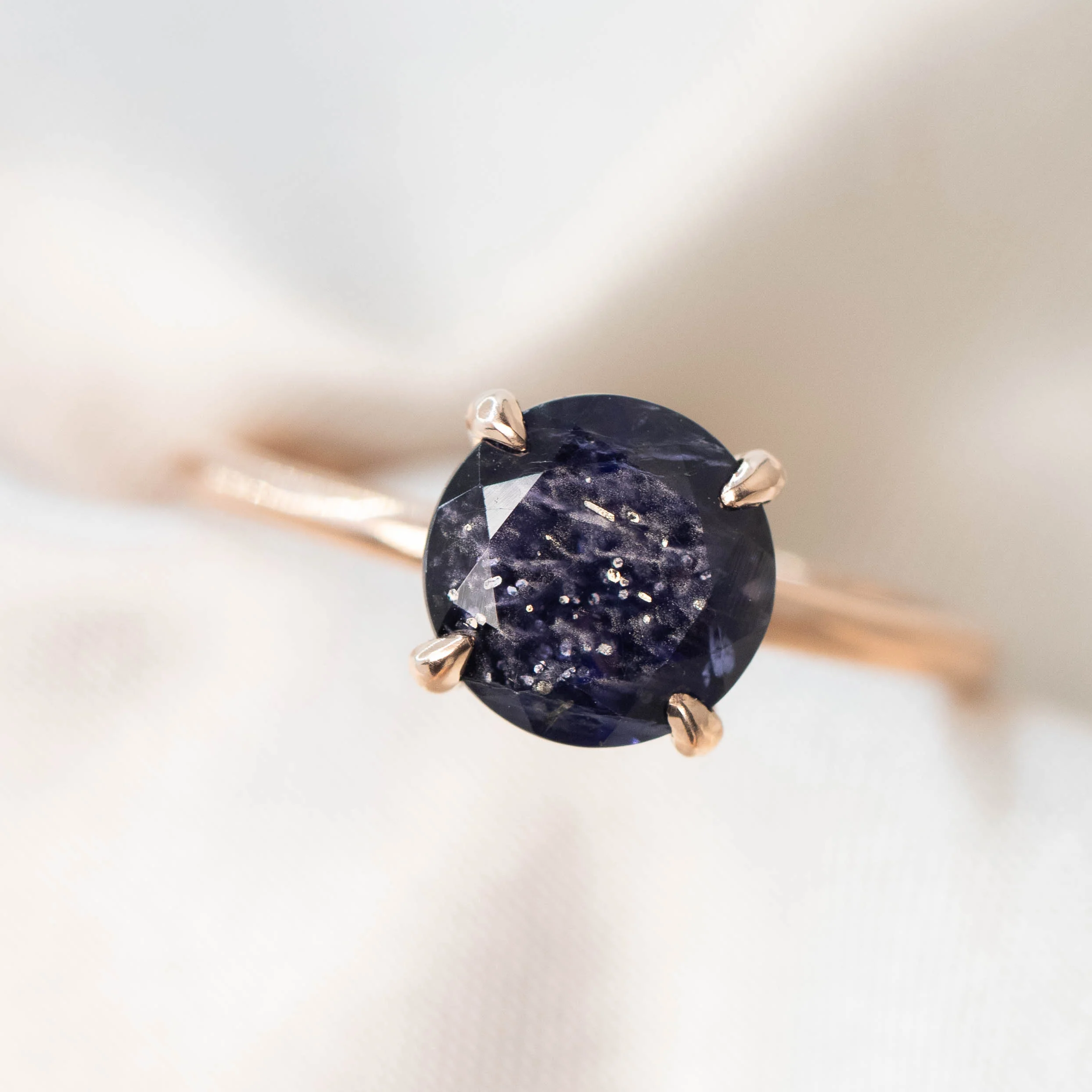 Emma Ring with a 1.63 Carat Round Iolite in 14k Rose Gold - Ready to Size and Ship - Image 8