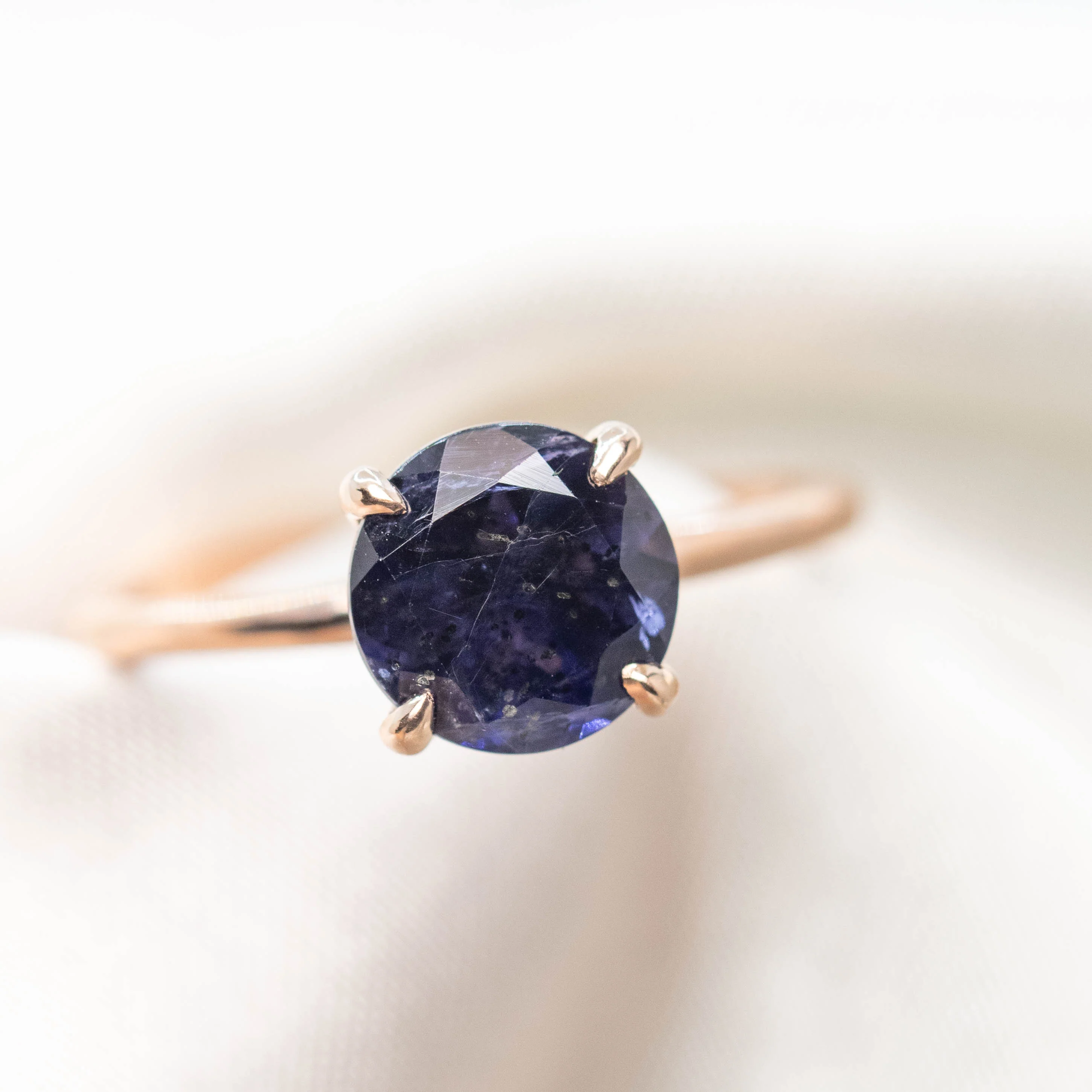 Emma Ring with a 1.63 Carat Round Iolite in 14k Rose Gold - Ready to Size and Ship - Image 9