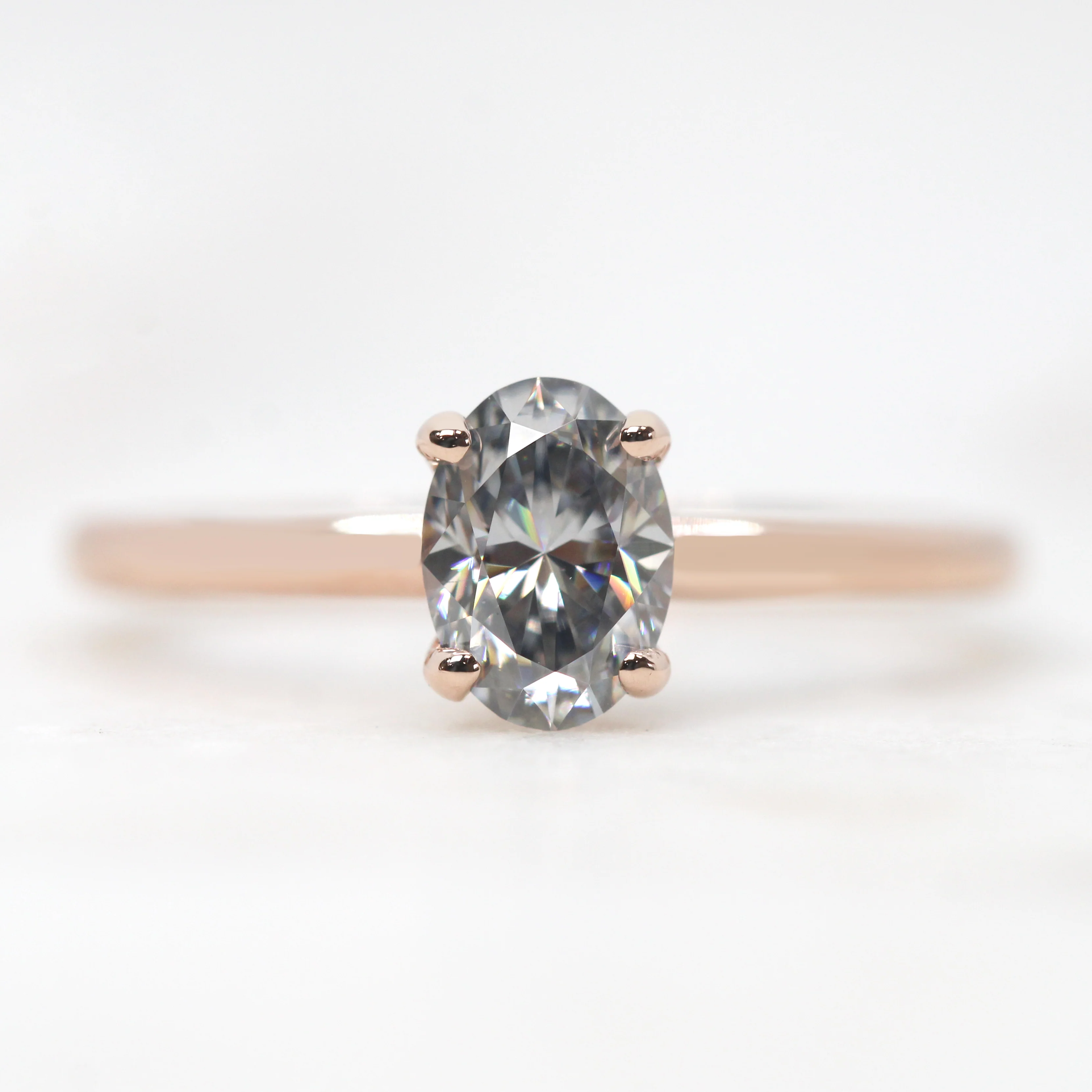 Emma Ring with a Gray Oval Moissanite - Made to Order