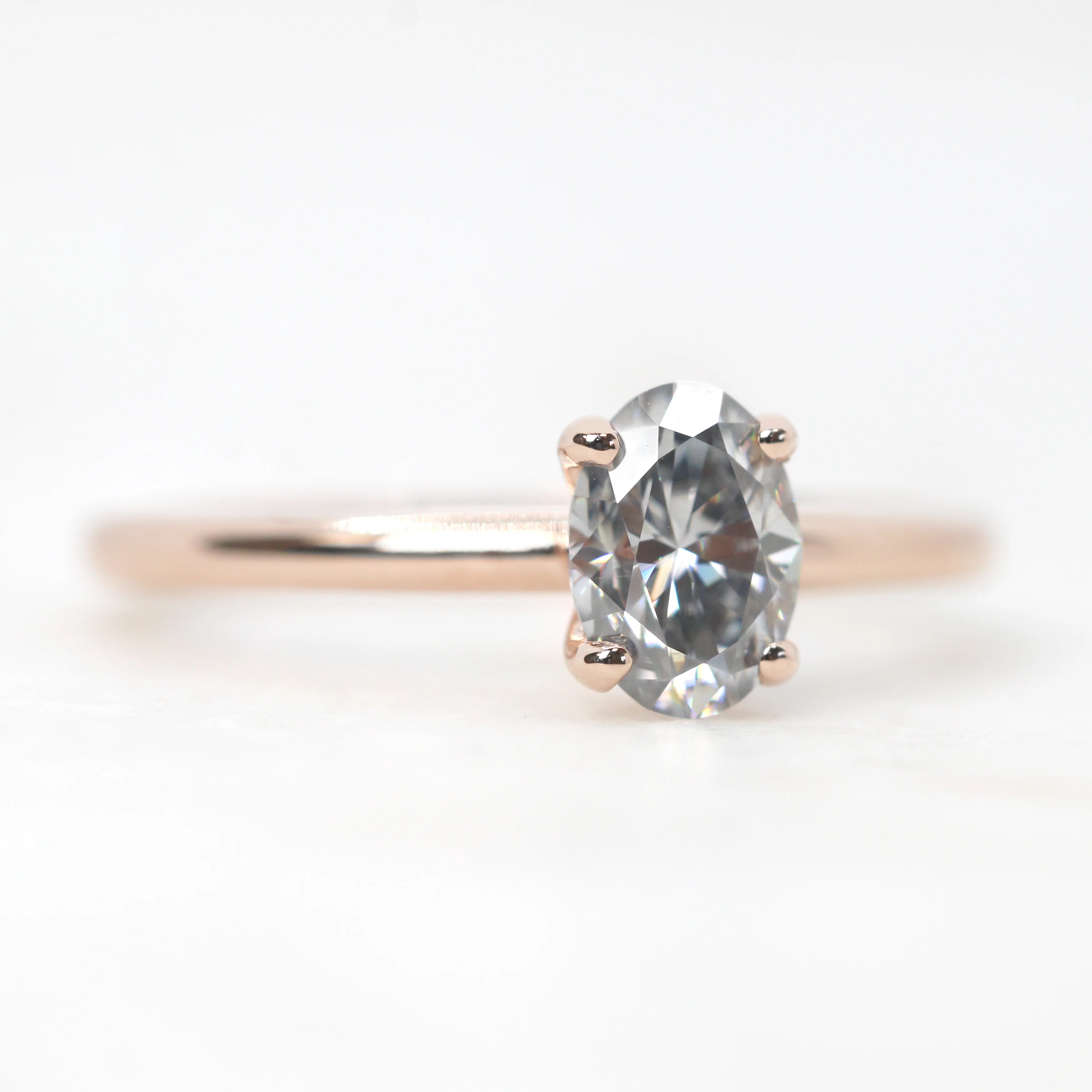 Emma Ring with a Gray Oval Moissanite - Made to Order - Image 4