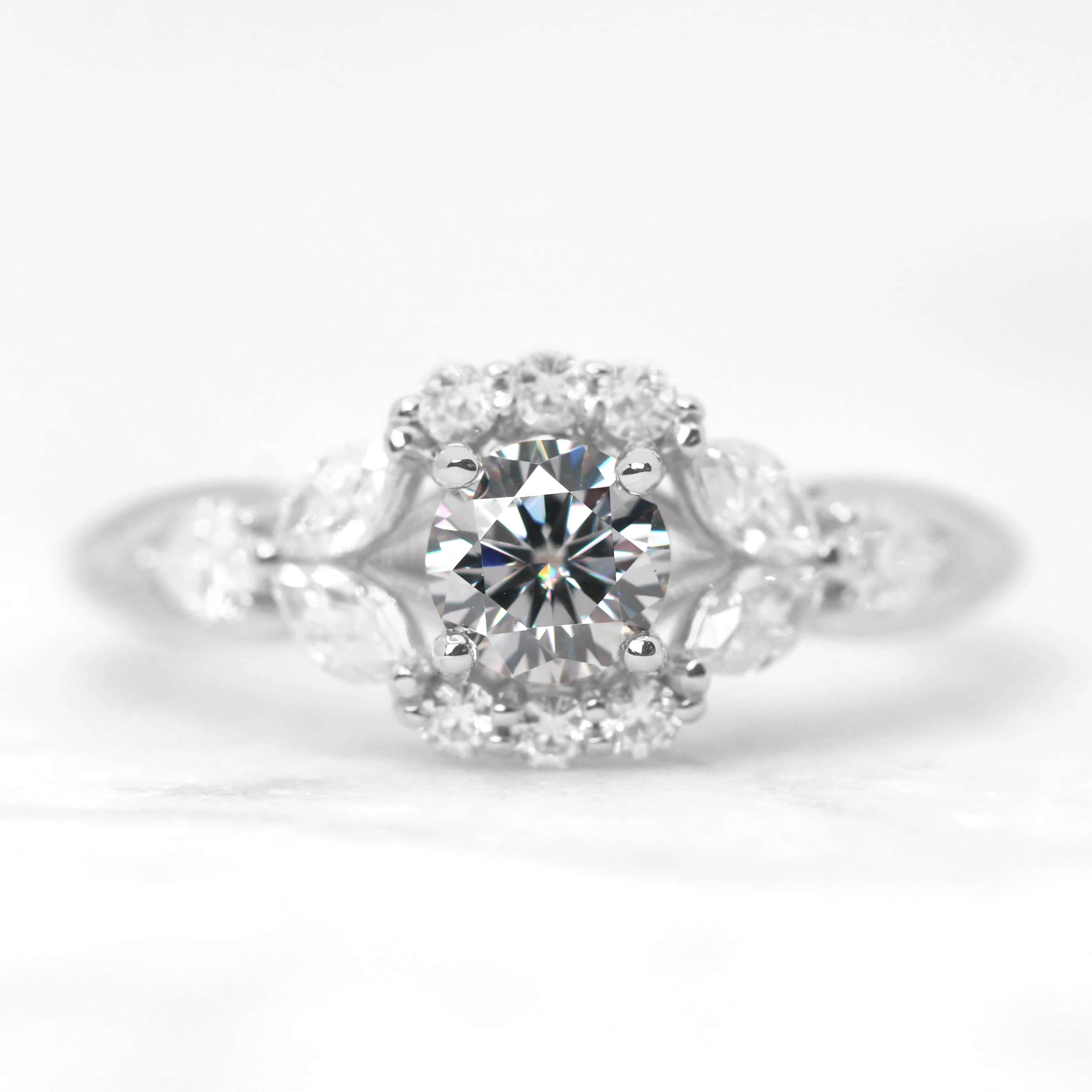 Endora Ring with a Round Gray Moissanite and Moissanite Accents - Made to Order - Image 10