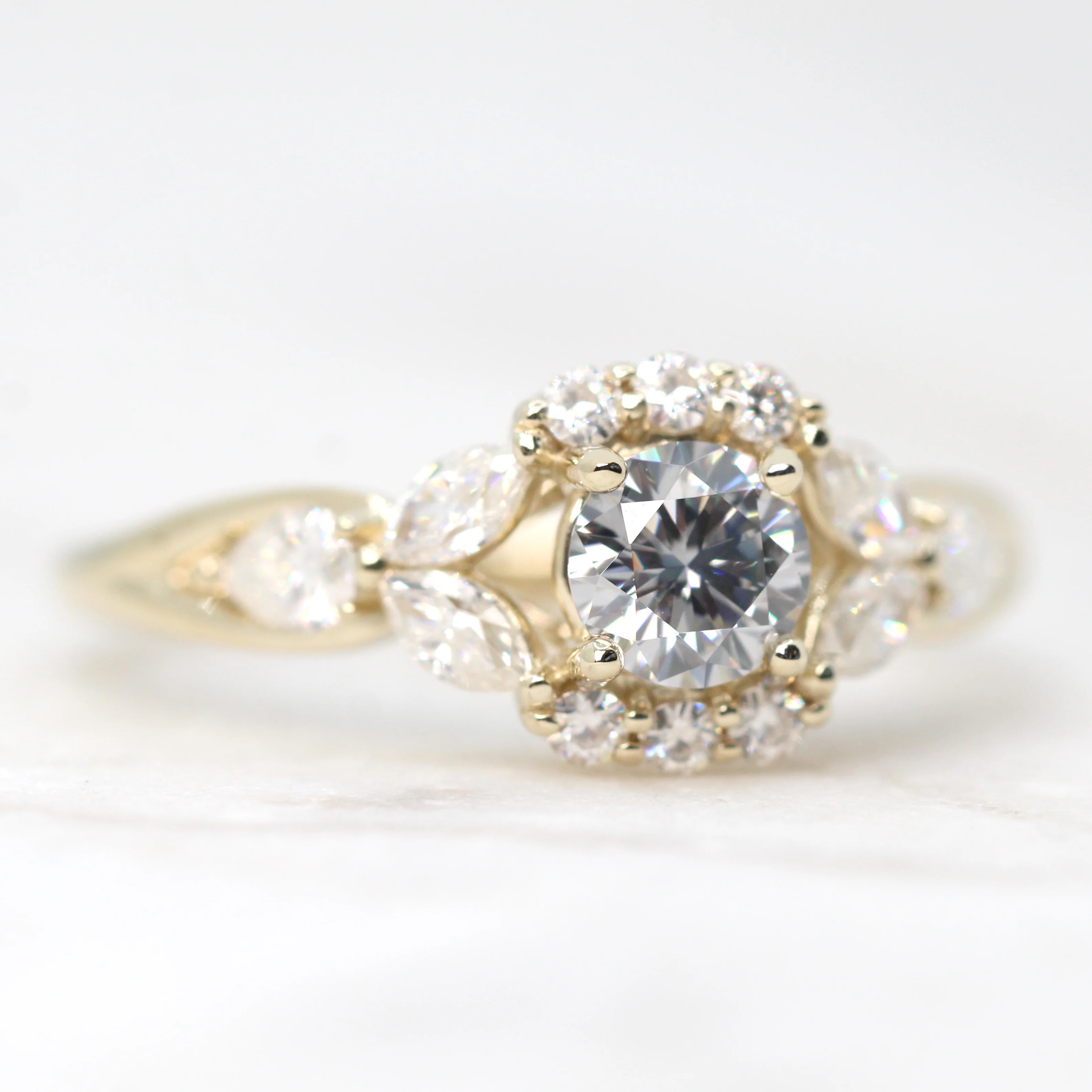 Endora Ring with a Round Gray Moissanite and Moissanite Accents - Made to Order - Image 3