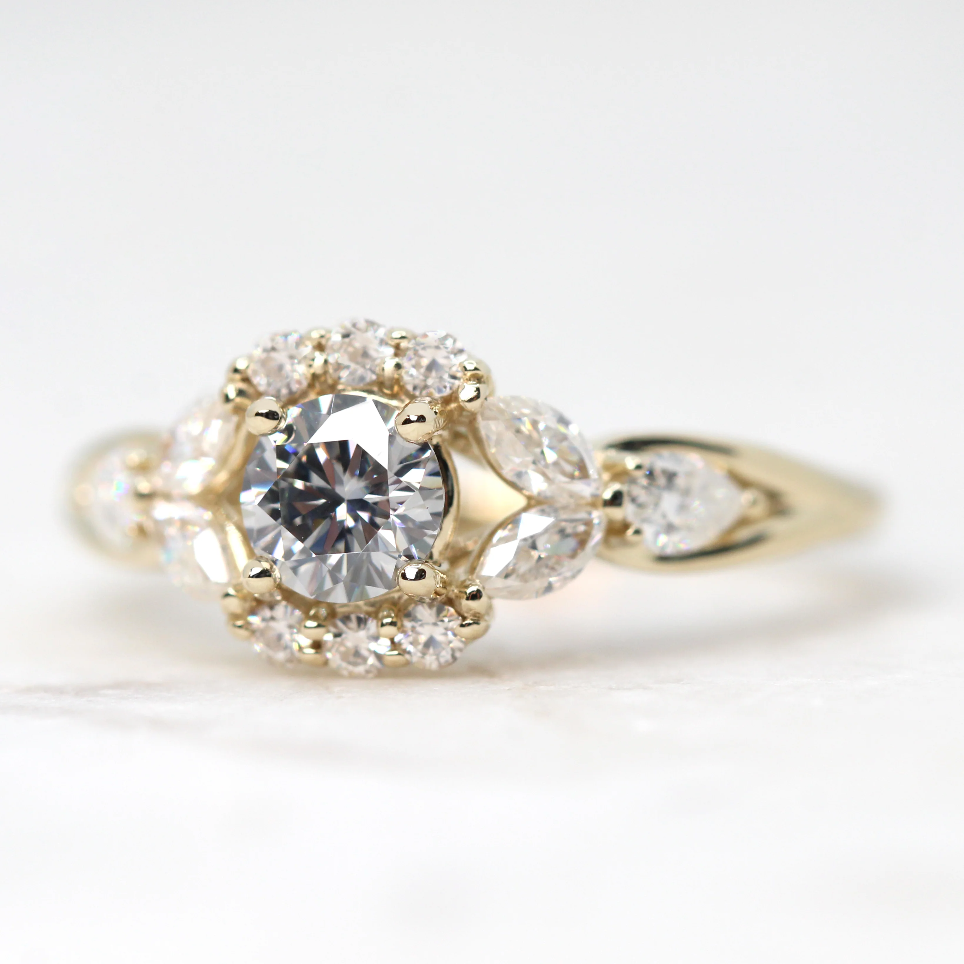 Endora Ring with a Round Gray Moissanite and Moissanite Accents - Made to Order - Image 4