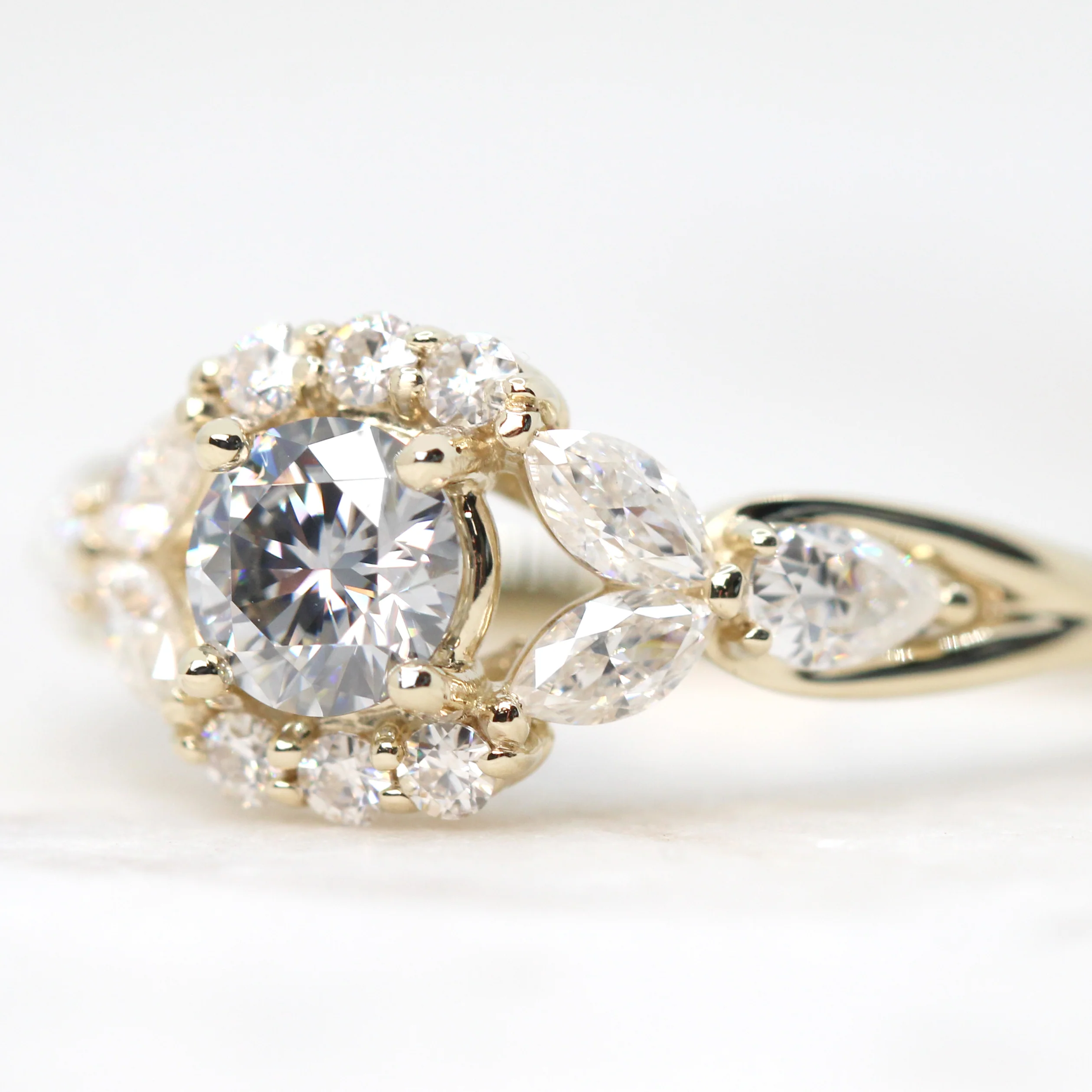 Endora Ring with a Round Gray Moissanite and Moissanite Accents - Made to Order - Image 5