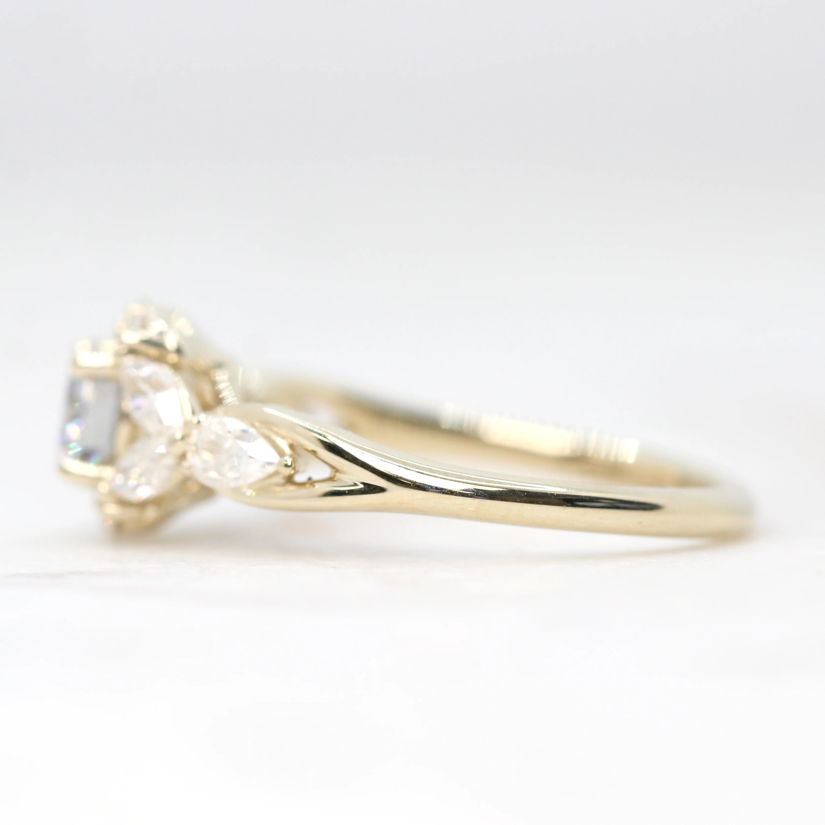 Endora Ring with a Round Gray Moissanite and Moissanite Accents - Made to Order - Image 6