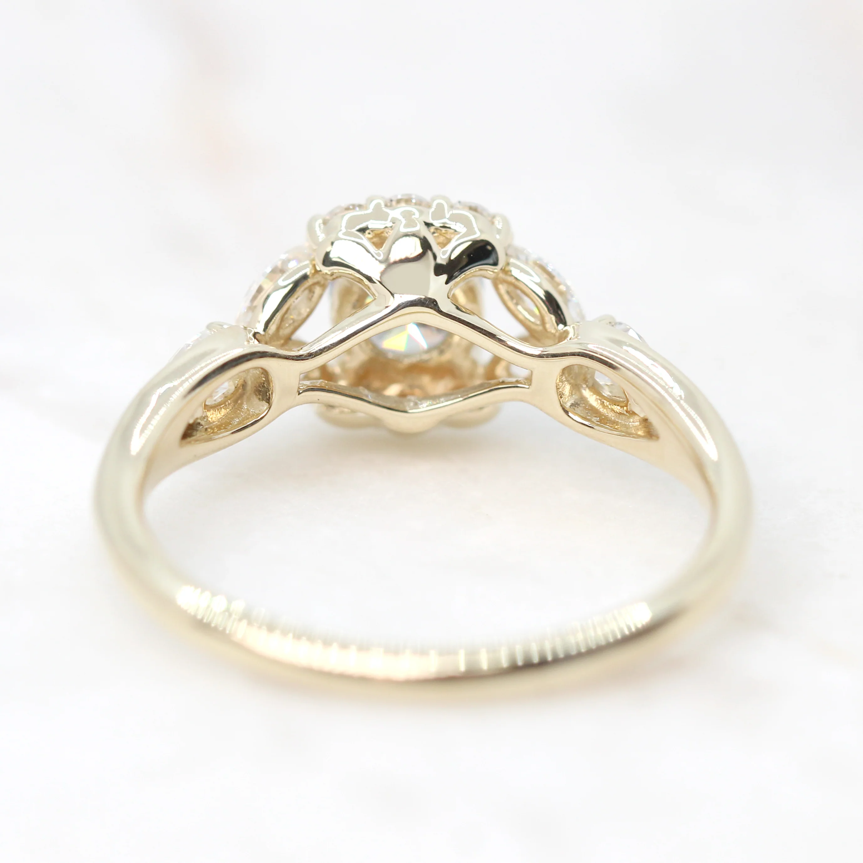 Endora Ring with a Round Gray Moissanite and Moissanite Accents - Made to Order - Image 7