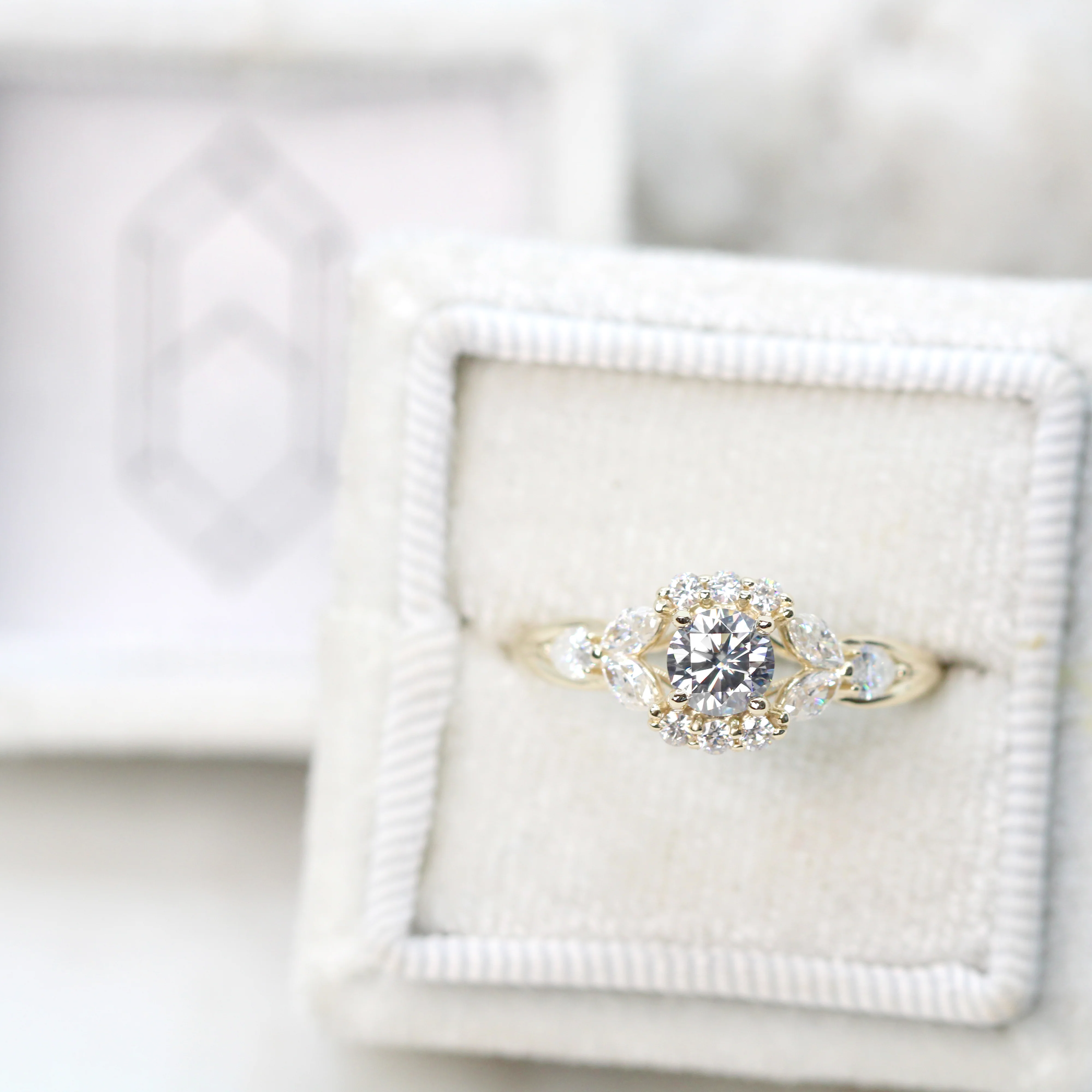 Endora Ring with a Round Gray Moissanite and Moissanite Accents - Made to Order - Image 8