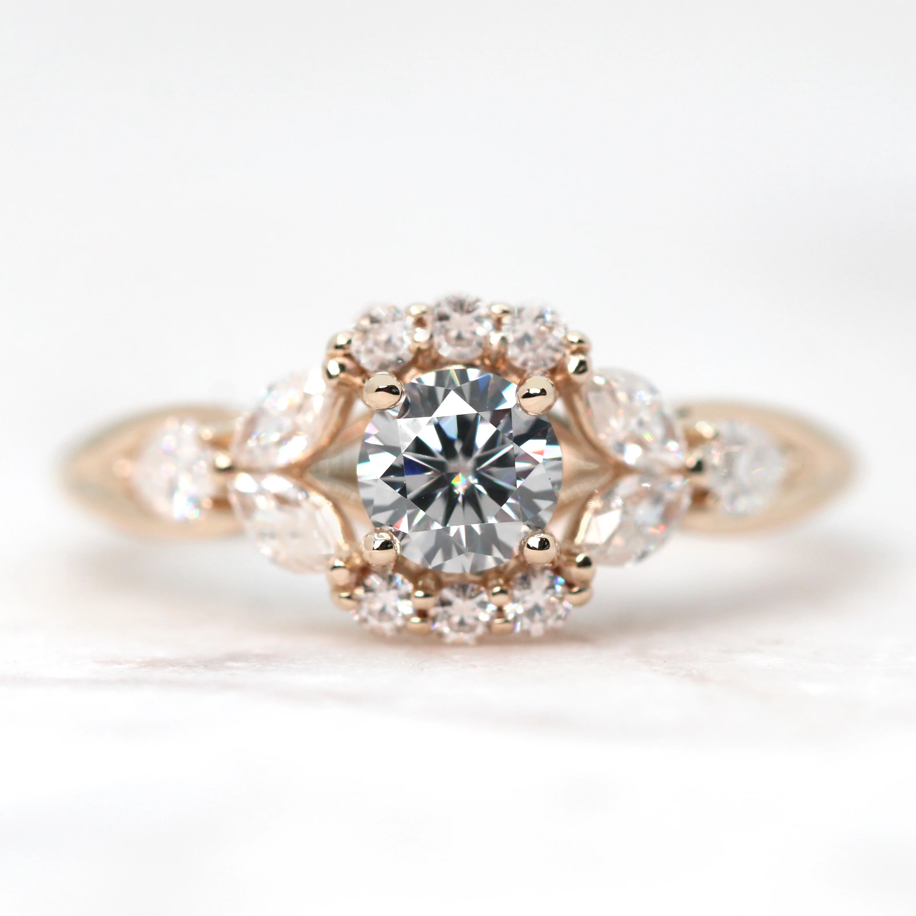 Endora Ring with a Round Gray Moissanite and Moissanite Accents - Made to Order - Image 9