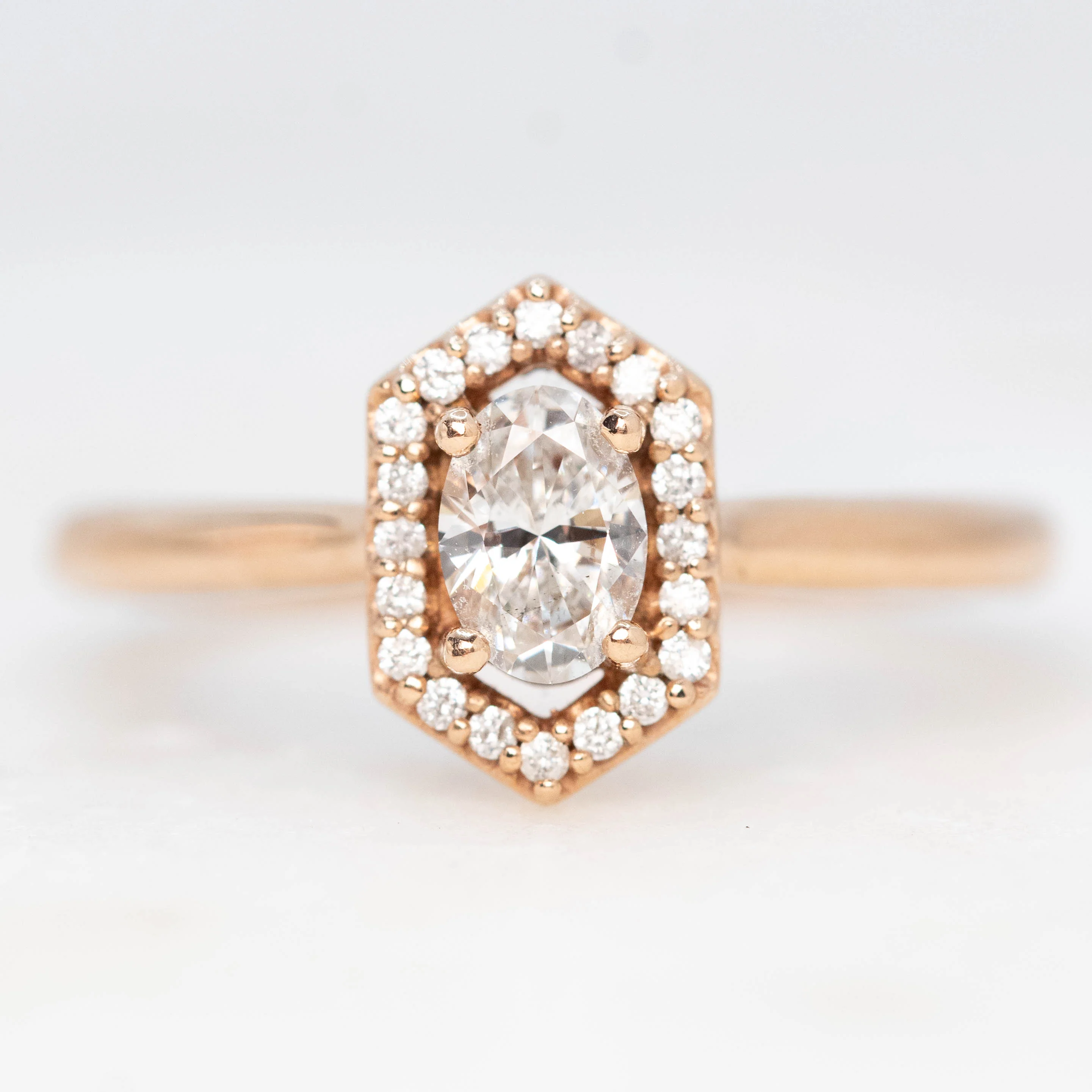 Etta Ring with a 0.37 Carat Oval Lab Grown Certified Diamond in 10k Rose Gold - Ready to Size and Ship