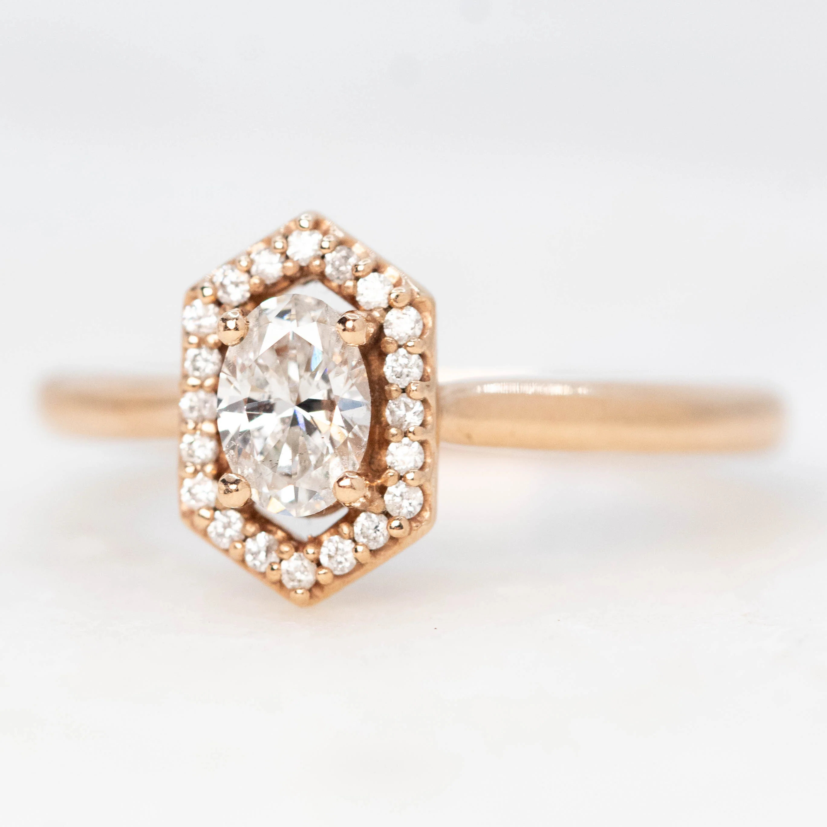 Etta Ring with a 0.37 Carat Oval Lab Grown Certified Diamond in 10k Rose Gold - Ready to Size and Ship - Image 3