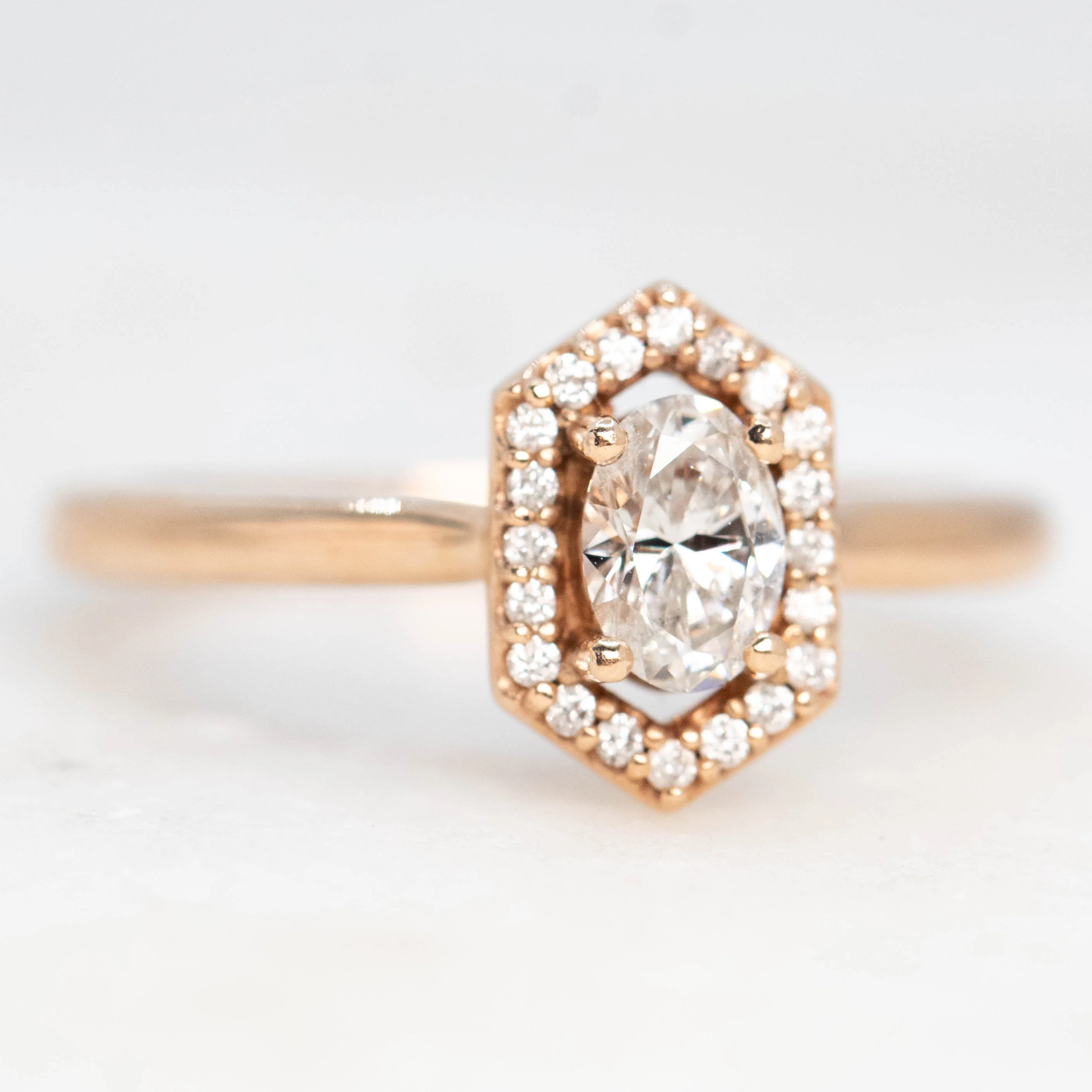 Etta Ring with a 0.37 Carat Oval Lab Grown Certified Diamond in 10k Rose Gold - Ready to Size and Ship - Image 5