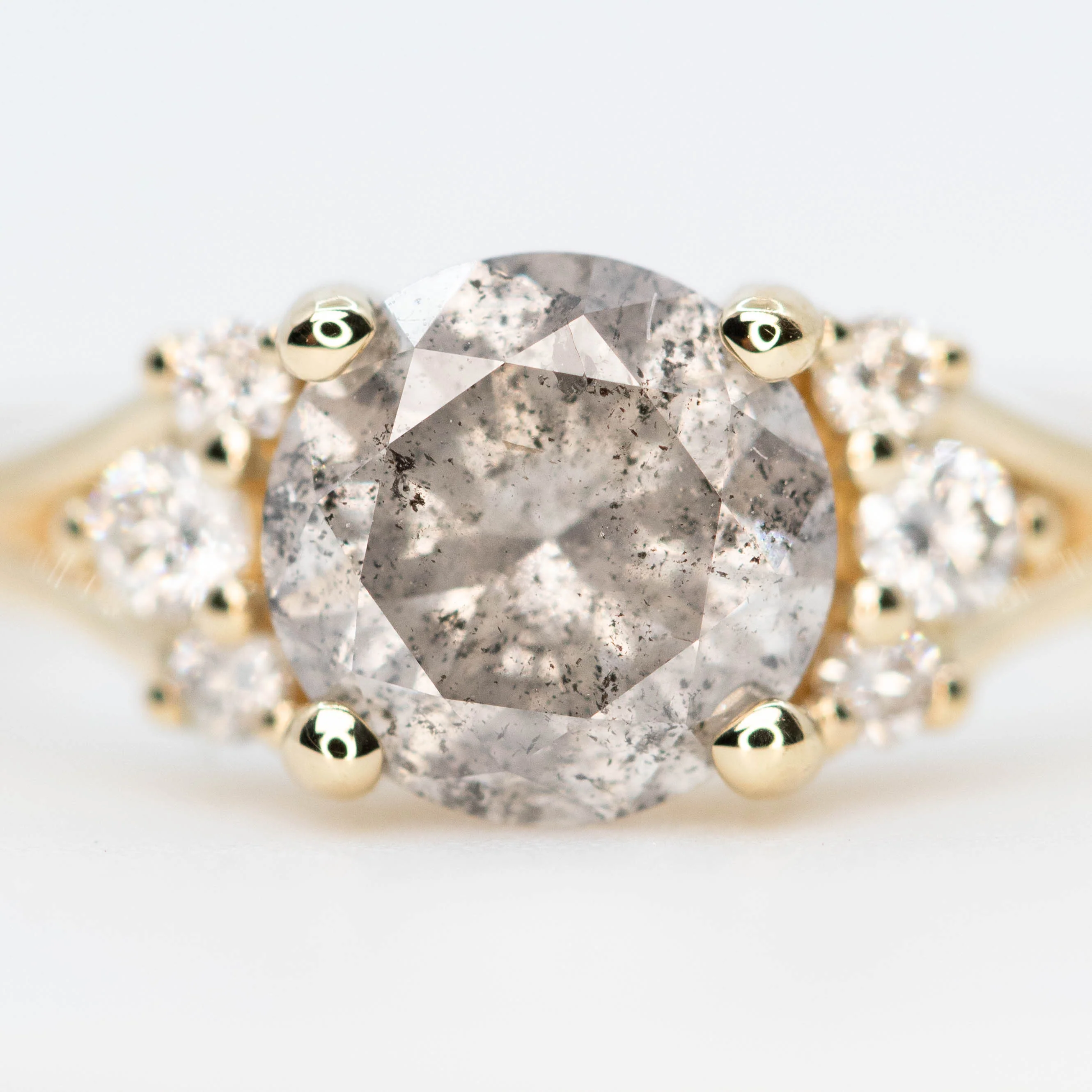 Evie Ring with a 1.20 Carat Gray Salt and Pepper Diamond and White Accent Diamonds in 14k Yellow Gold - Ready to Size and Ship - Image 7